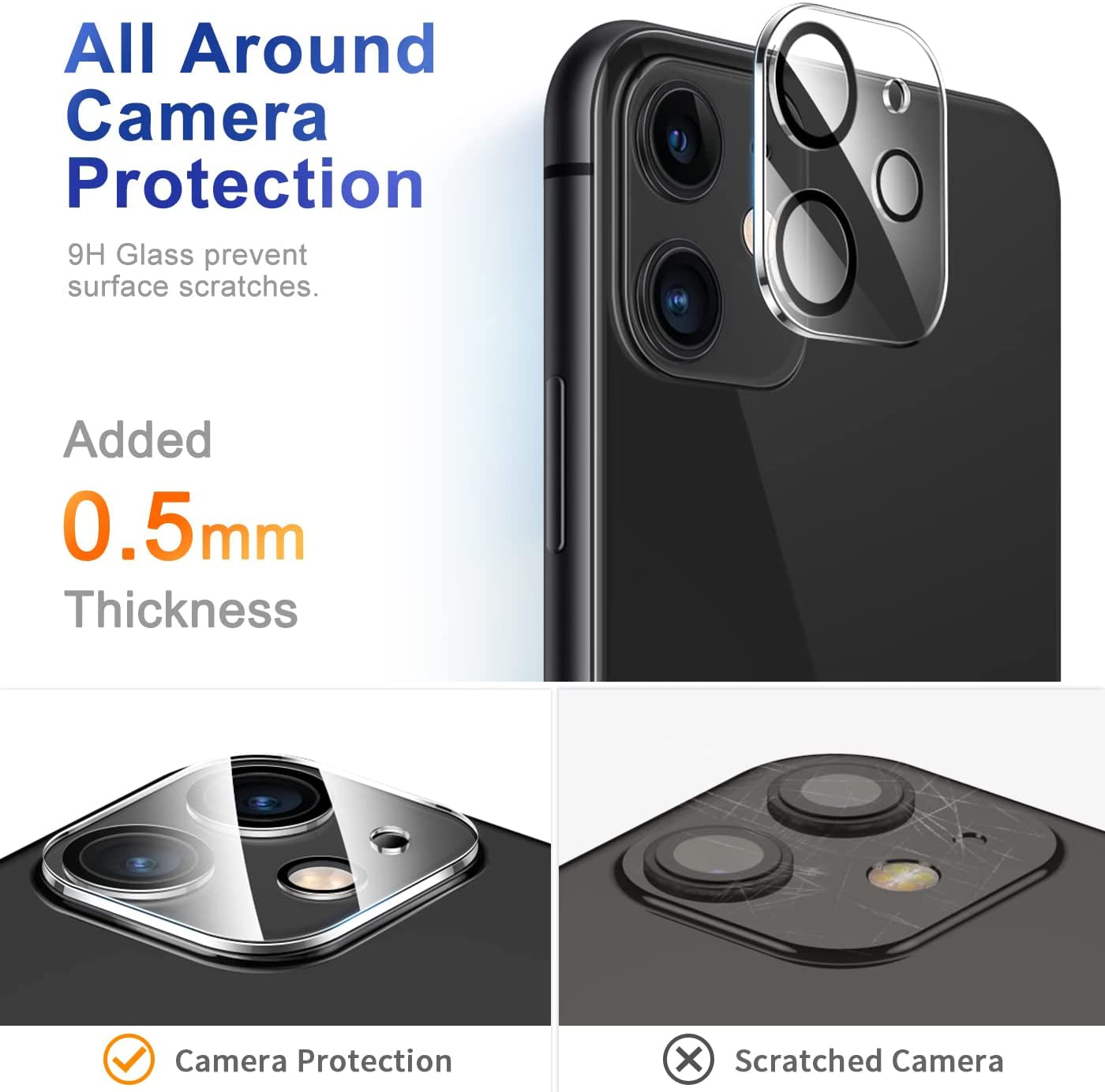 CANSHN 3 Pack Screen Protector for Iphone 11 [6.1 Inch] + 3 Pack Tempered Glass Camera Lens Protector with Easy Installation Frame, Anti-Scratch, Case Friendly, 9H Hardness, HD Clear Film [6 Pack]  CANSHN   