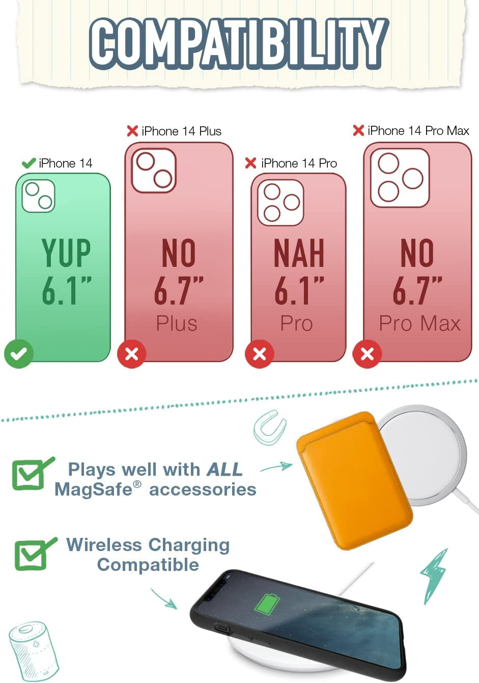 Smartish Iphone 14 Slim Case - Gripmunk Compatible with Magsafe [Lightweight + Protective] Thin Grip Cover with Microfiber Lining - Nothin' to Hide  Smartish   