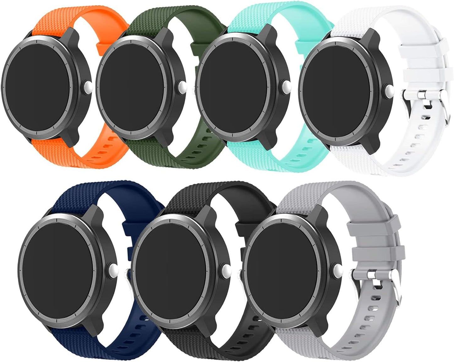 Anrir Vivoactive 3 Watch Band, 20Mm Silicone Bands for Garmin Vivoactive 3/Forerunner 645 Music/Samsung Galaxy 42Mm/Galaxy Watch 3 41Mm/Galaxy Watch Active 2 40Mm/44Mm-Black  BIGTANG Black+Grey+Midnight Blue+Army Green+Orange+White+Light Green  