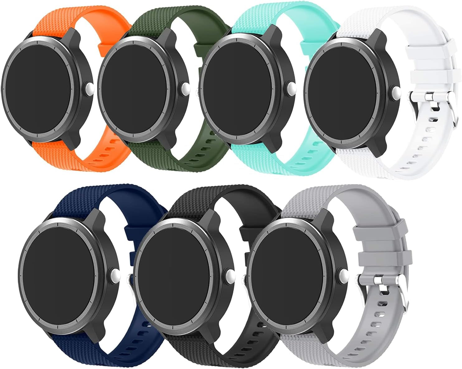 Anrir Vivoactive 3 Watch Band, 20Mm Silicone Bands for Garmin Vivoactive 3/Forerunner 645 Music/Samsung Galaxy 42Mm/Galaxy Watch 3 41Mm/Galaxy Watch Active 2 40Mm/44Mm-Black  BIGTANG Black+Grey+Midnight Blue+Army Green+Orange+White+Light Green  