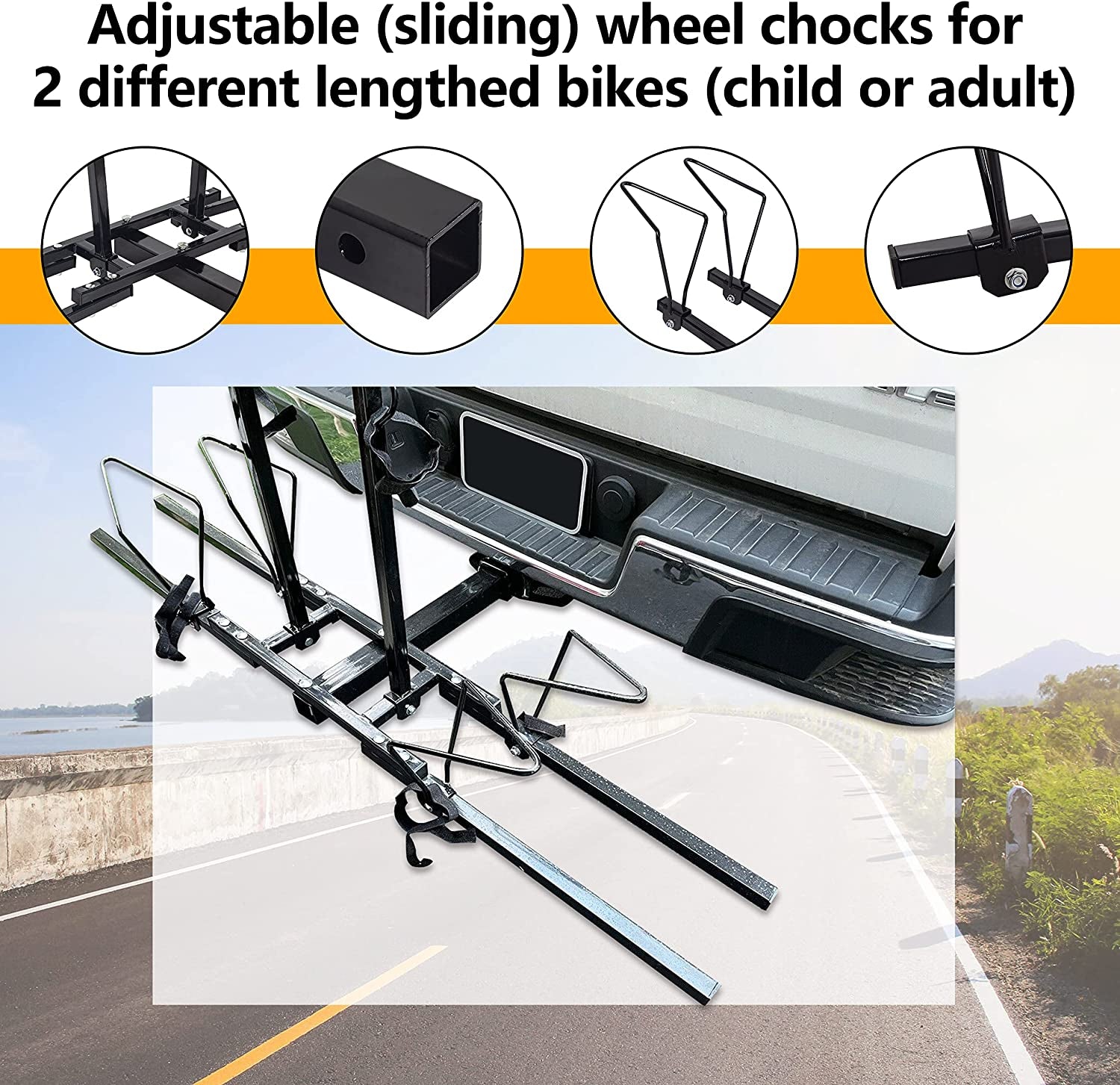 2 Bike Bicycle Rack Rear Mount Rack Carrier Hitch Receiver 2'' for SUV Van Truck  7BLACKSMITHS   