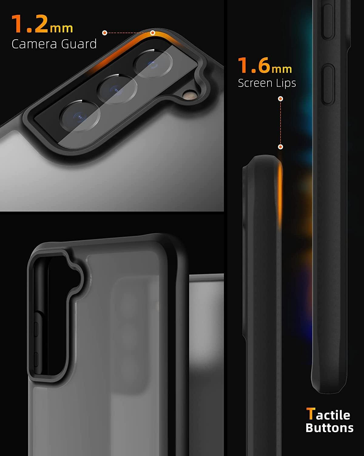 Caseborne Armadillotek S Compatible with Samsung Galaxy S22+Plus 5G Case, [Military Grade Drop Tested] Translucent Matte Hard Back with Soft Edge- Matte Black  CaseBorne   