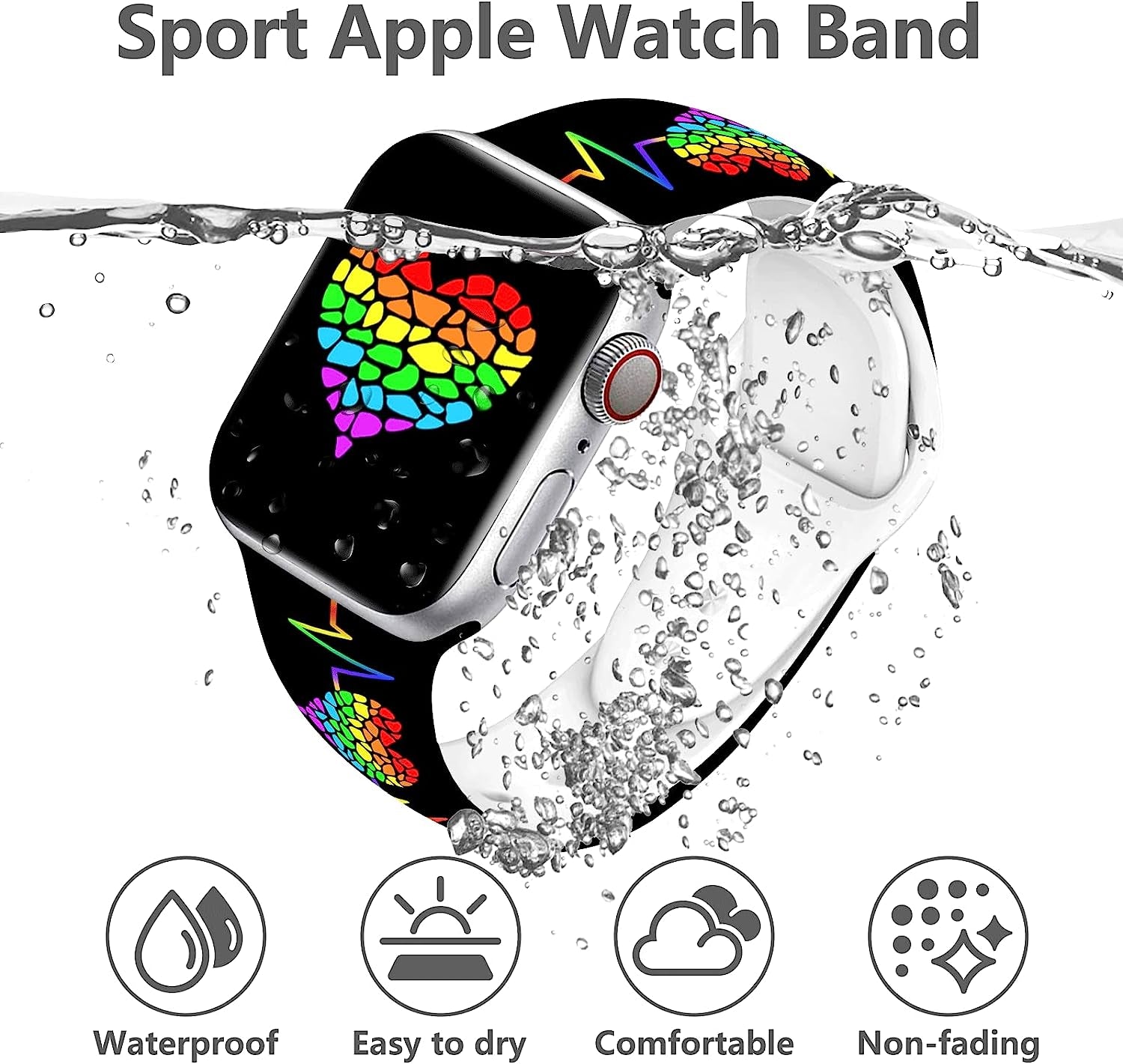 Vieeki Pride Watch Band Compatible with Apple Watch 38Mm 40Mm 41Mm 42Mm 44Mm 45Mm 49Mm Replaceable Silicone Smartwatch Straps for Iwatch Series Ultra SE 8 7 6 5 4 3 2 1  Vieeki   