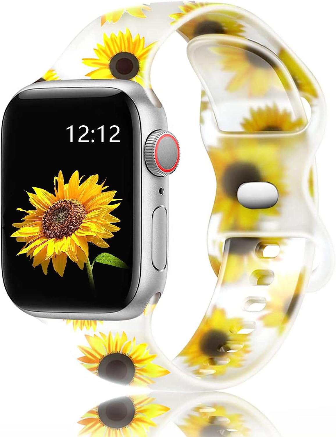 Floral Apple Watch Bands 38Mm 40Mm 41Mm 42Mm 44Mm 45Mm for Women Men, Soft Silicone Sport Replacement Watch Band Flower Design Breathable Slim Strap Wristband for Iwatch Series SE 7 6 5 4 3 2 1 Band  HONEYBABY 18 42mm/44mm/45mm 