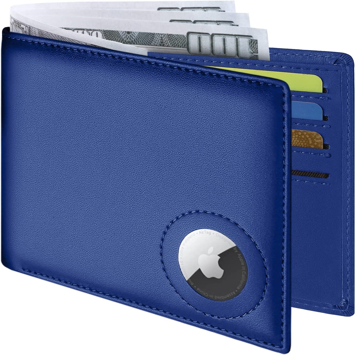 GIPUSSON Slim Leather Wallet for Men Airtag Hidden,Large Bifold Mens Wallet RFID Blocking with ID Windows,Credit Card Holder for Men Wallet  GIPUSSON 8001-B-Navy Blue-1  