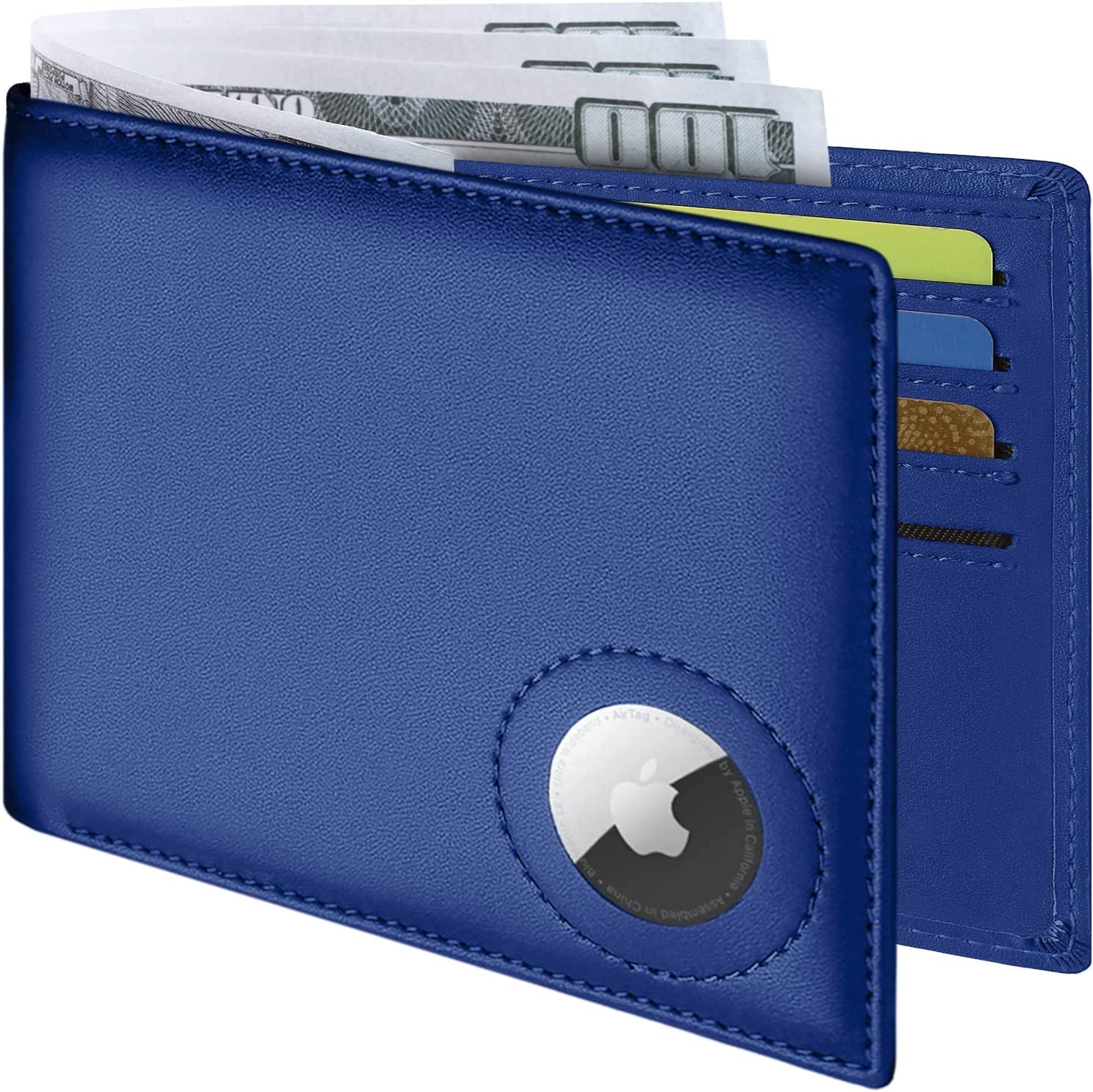 GIPUSSON Slim Leather Wallet for Men Airtag Hidden,Large Bifold Mens Wallet RFID Blocking with ID Windows,Credit Card Holder for Men Wallet  GIPUSSON 8001-B-Navy Blue-1  