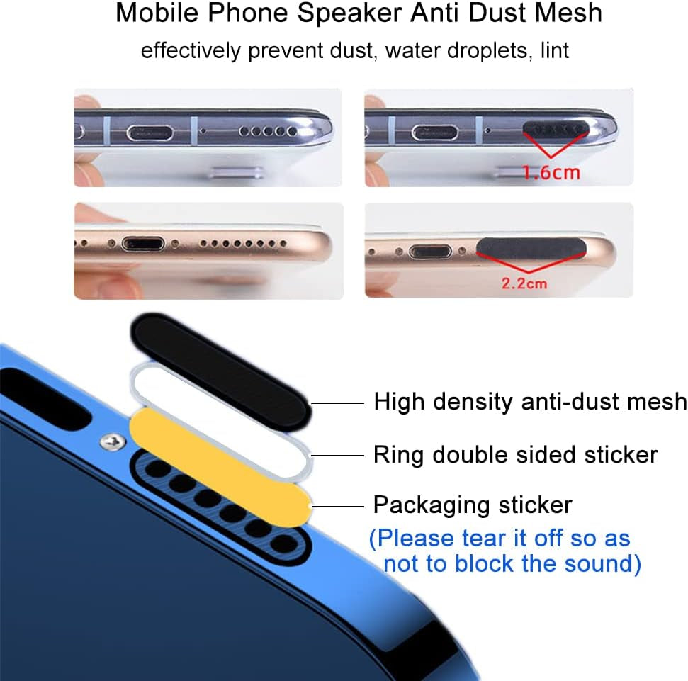 Anti Dust Plug Kit Compatible with Iphone 11/12/13/X/Xs Max/Xr and More, Dustproof Maintenance Kit for Iphone, Come with Phone Port Cover Cap Phone Speaker Anti-Dust Mesh Sticker and Other  Mepsies   