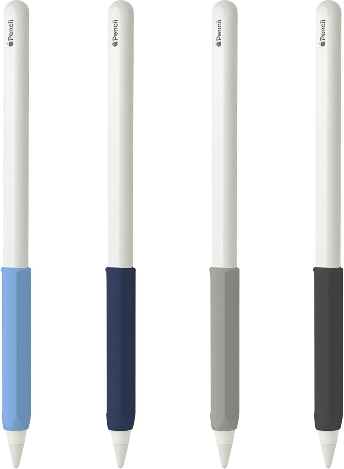 4 Pack Ergonomic Grip Designed for Apple Pencil 2Nd Generation,Yinva Silicone Case Cover Sleeve Compatible with Apple Pen 2 Gen Support Magnetic Charging (Pink, Purple,Blue,Black)  YINVA Black,Gray,Blue,Navy Blue(2nd)  