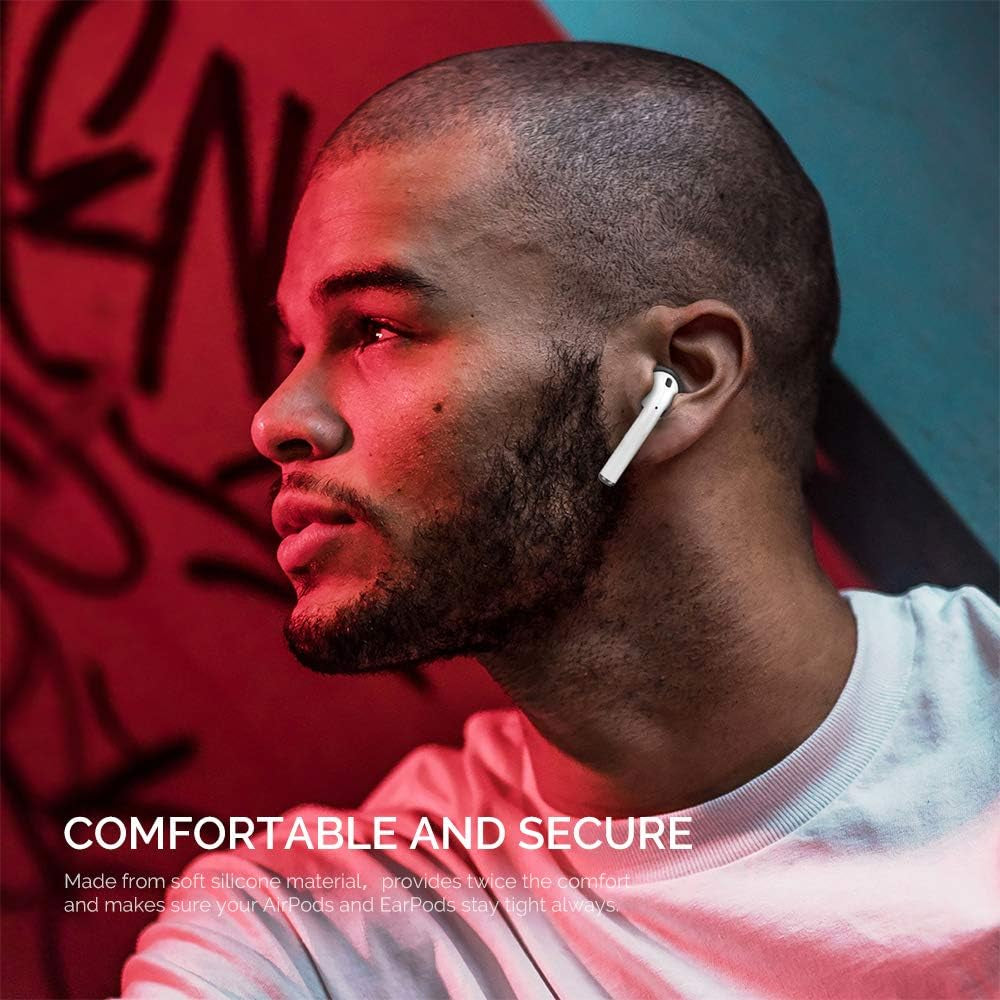 Ahastyle 4 Pairs Airpods Ear Tips Silicone Earbuds Cover Compatible with Apple Airpods (2 Pair Large & 2 Pairs Small, Black)  AHASTYLE   