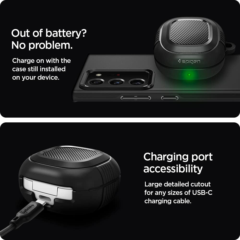 Spigen Rugged Armor Designed for Galaxy Buds2 Pro Case (2022) / Galaxy Buds 2 Case (2021) / Galaxy Buds Pro Case (2021) / Galaxy Buds Live Case (2020) - Matte Black  Spigen   