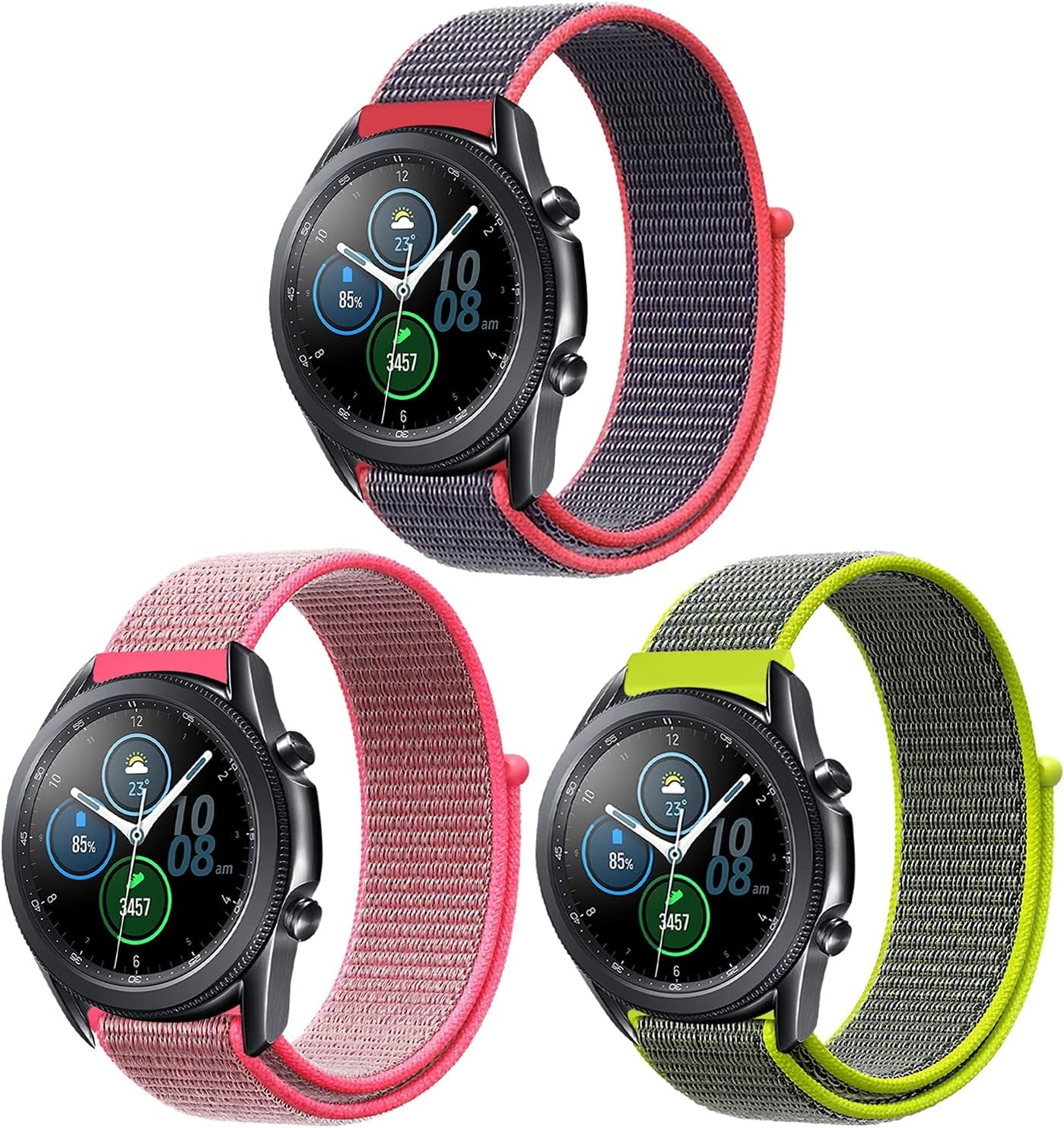 Morsey 22Mm Soft Nylon Watch Bands Compatible for Samsung Galaxy Watch 46Mm/Watch 3 45Mm/Gear S3 Frontier/Classic, Sport Strap Wristband Replacement Bracelet for Women Men (Black)  Morsey A 3Pack-4  