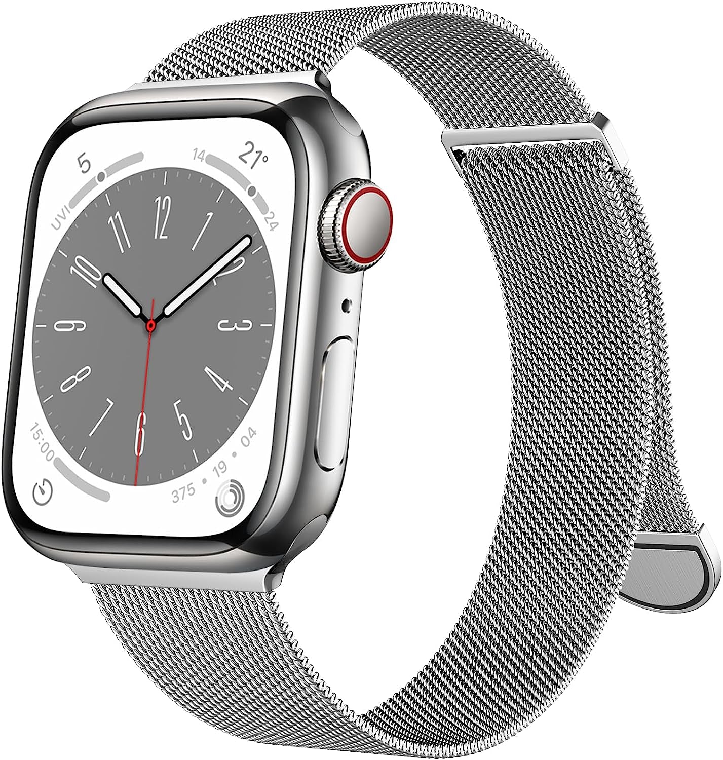 🌈🌈🌈OULUOQI for Apple Watch Band Series Ultra SE 8 7 6 5 4 3 2 1 38Mm 40Mm 41Mm 42Mm 44Mm 45Mm 49Mm Women and Men, Stainless Steel Mesh Loop Magnetic Clasp Replacement for Iwatch Band ( 38Mm/40Mm/41Mm Rose Gold）  OULUOQI Silver 42mm/44mm/45mm/49mm 