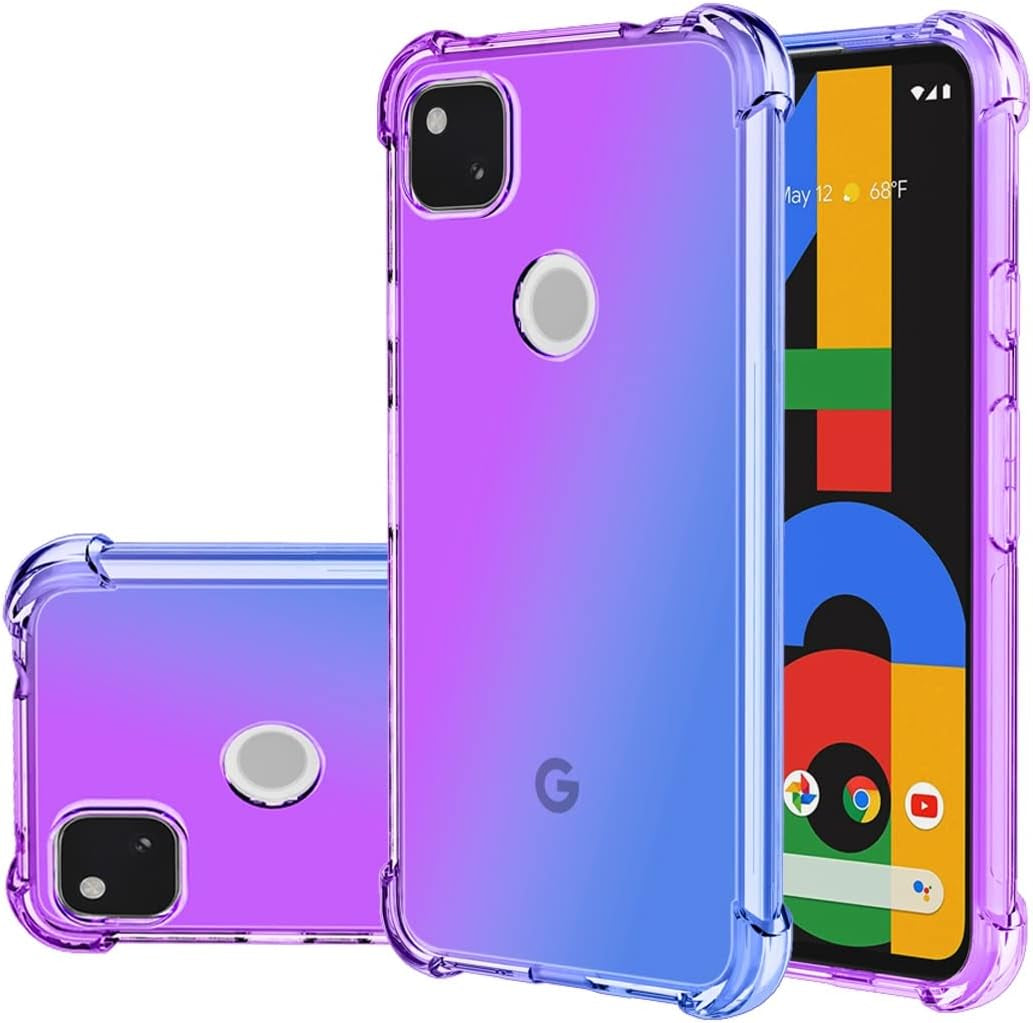 Gufuwo Case for Google Pixel 4A (Not Fit Pixel 4A 5G) Cute Case Girls, Gradient Slim anti Scratch Soft TPU Phone Cover Shockproof Protective Case for Google Pixel 4A (Purple/Blue)  Gufuwo   