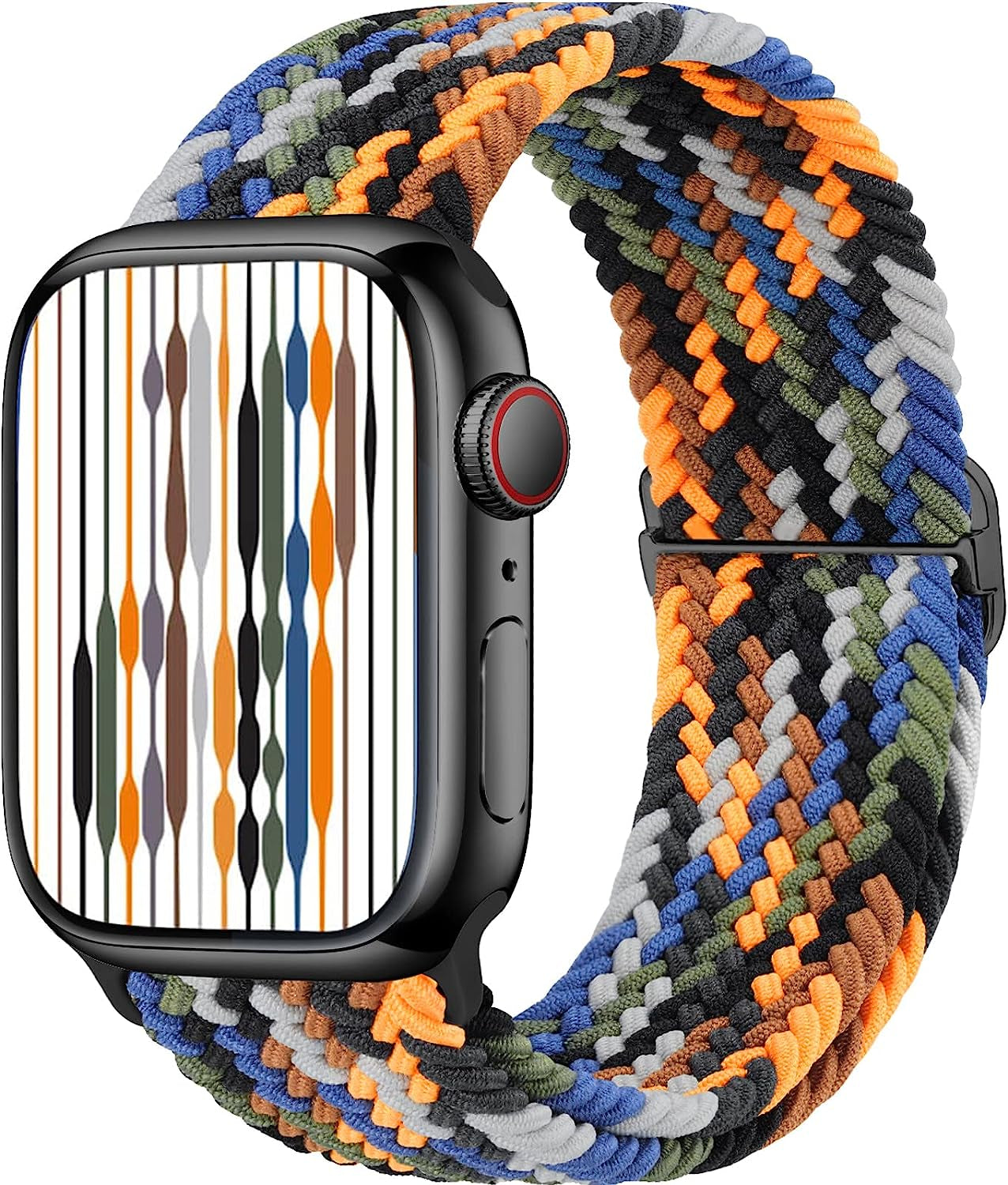 Transjoy Braided Stretchy Adjustable Watch Band for Apple Watch Band 38Mm 40Mm 41Mm 42Mm 44Mm 45Mm for Women Men, Soft Nylon Elastic Straps Solo Loop Wristbands for Iwatch Series 8 7 6 SE 5 4 Ultra  TransJoy Camo 38MM/40MM /41MM 