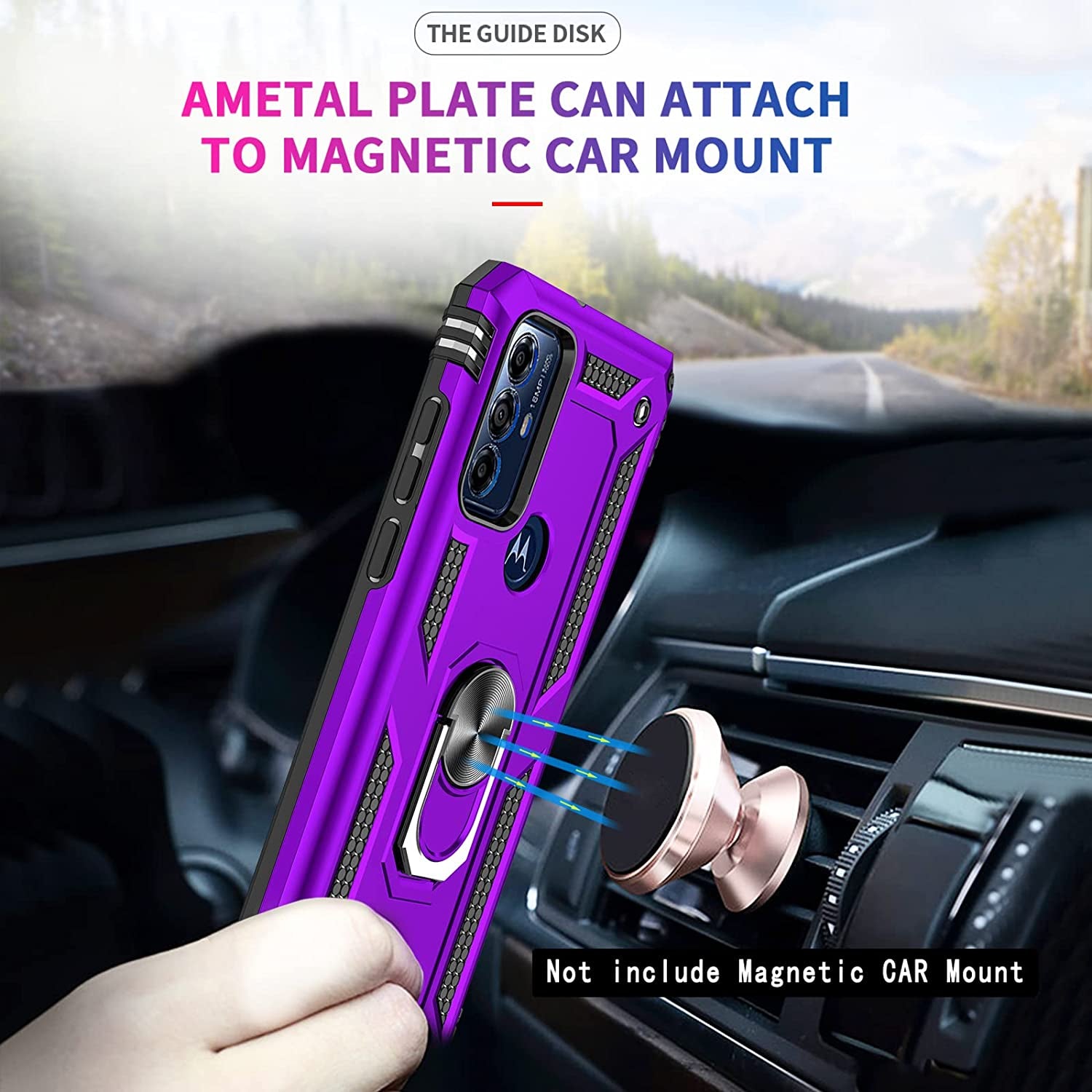 Leyi for Motorola G Play 2023 Phone Case, Moto G Play Case with Screen Protector for Girls Boys, [Military-Grade] Heavy Duty Case with Magnetic Metal Ring Kickstand for Moto G Play 2023, Purple  LeYi   