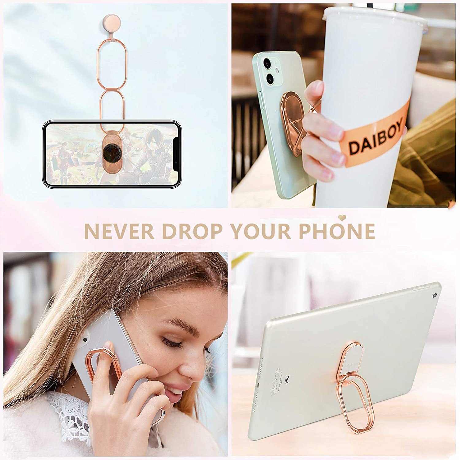 Mindsky Phone Ring Holder Finger Kickstand Retractable 360°Rotation Ultra-Thin Cell Phone Back Grip Foldable Cellphone Stand for Iphone Ipad Smartphones Tablets (With Universal Magnetic Car Mount)  Mindsky   