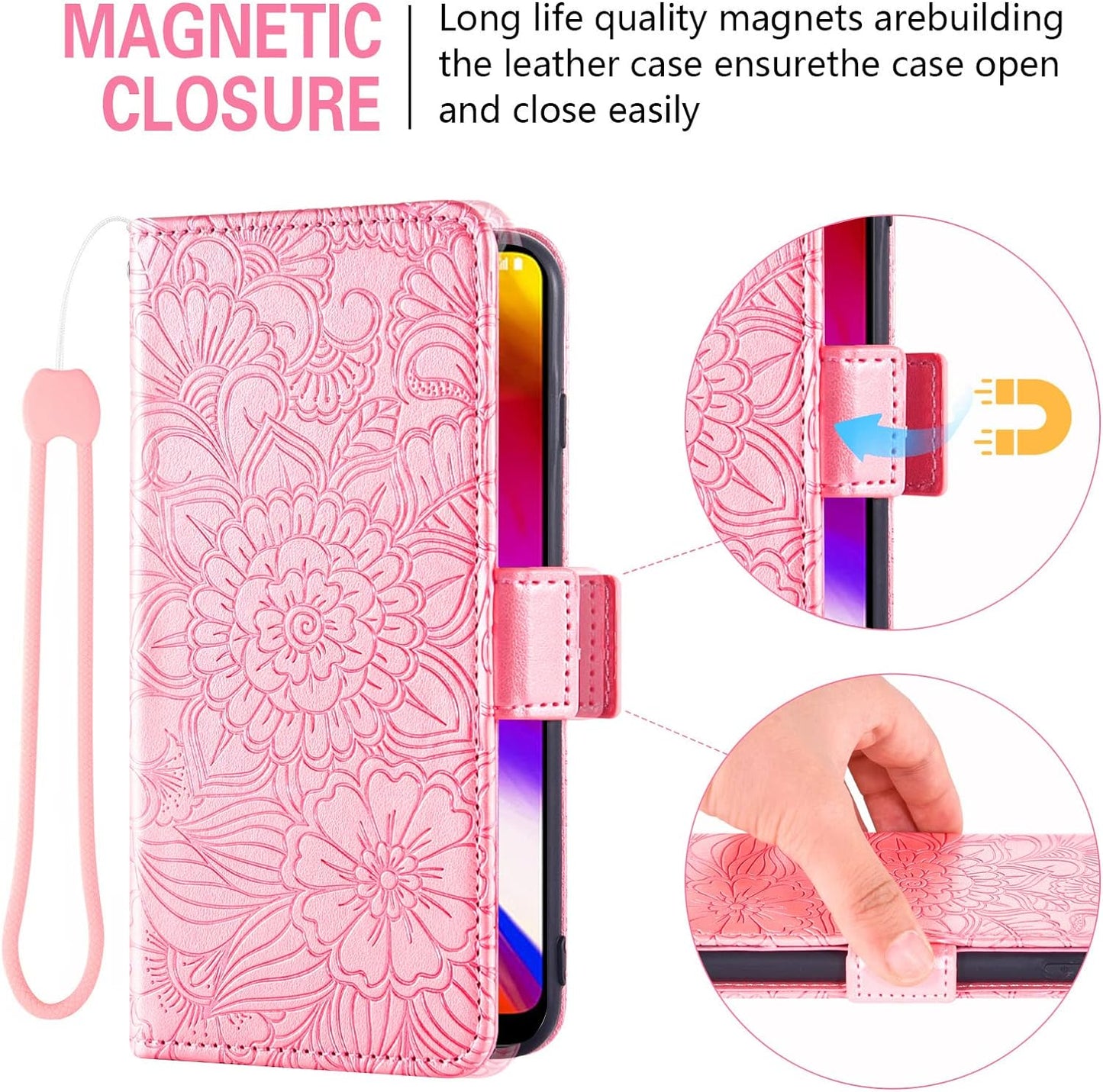 Compatible with LG G7 Thinq Wallet Case and Tempered Glass Screen Protector Card Holder Stand Phone Cover for LGG7 One G 7 plus LG7 Fit Lg7Thinq 7G Thin Q G7+ G7Thinq Lgg7Thinq Women Men Rose Gold  Asuwish   
