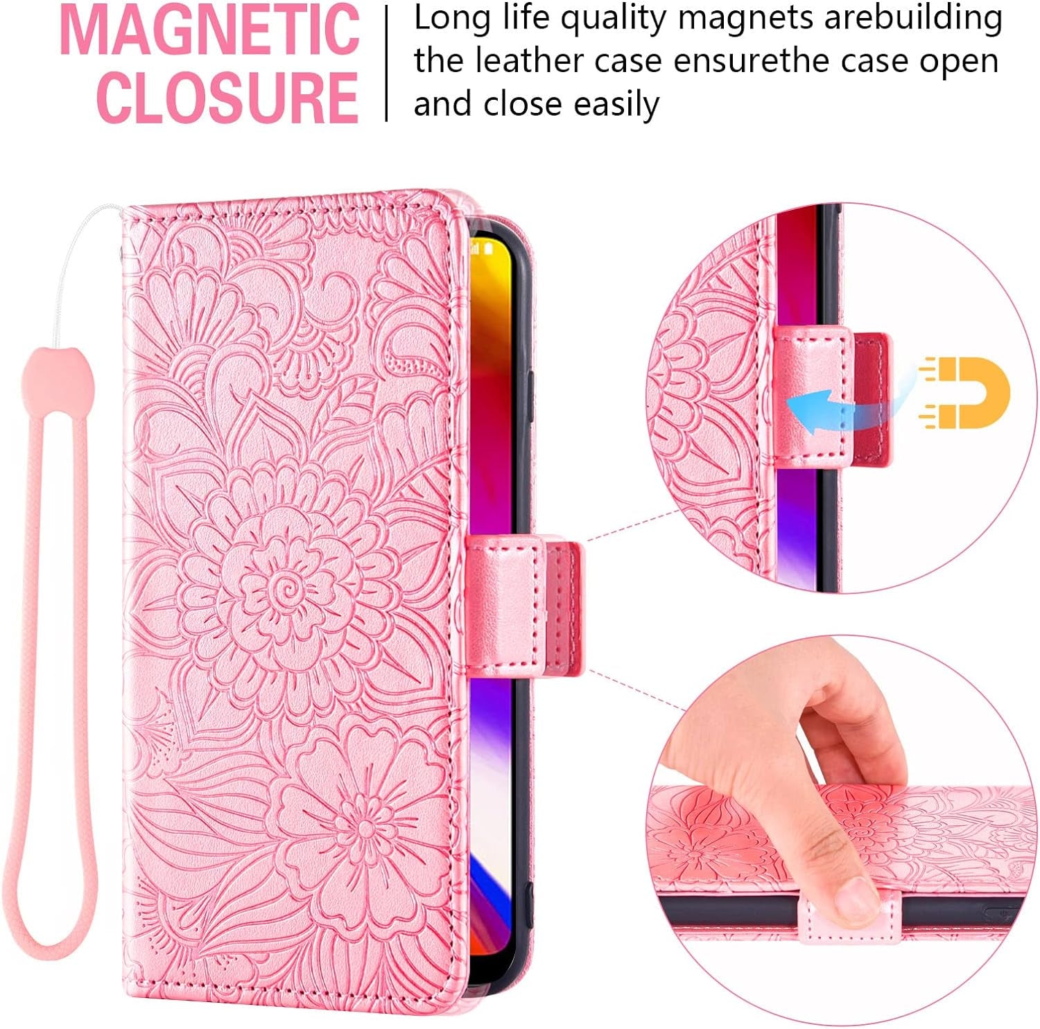Compatible with LG G7 Thinq Wallet Case and Tempered Glass Screen Protector Card Holder Stand Phone Cover for LGG7 One G 7 plus LG7 Fit Lg7Thinq 7G Thin Q G7+ G7Thinq Lgg7Thinq Women Men Rose Gold  Asuwish   