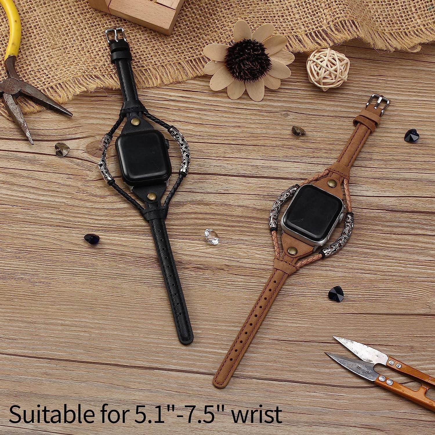 Yukinno Vintage Leather Bands Compatible with Apple Watch Band Women Men 38Mm 40Mm 41Mm Genuine Leather Bracelet Apple Watch Strap Replacement Iwatch Band Series 8 7 6 5 4 3 2 1 SE Ultra, Khaki  Yukinno   