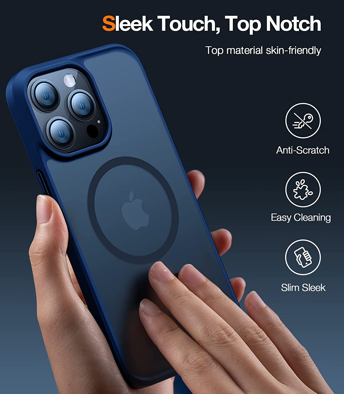 TORRAS Magnetic Designed for Iphone 14 Pro Case, Military Grade Drop Tested, Compatible with Magsafe, Slim Protective Matte Silicone for Iphone 14 Pro Phone Case, 6.1", Translucent Back/Blue Edge  TORRAS   