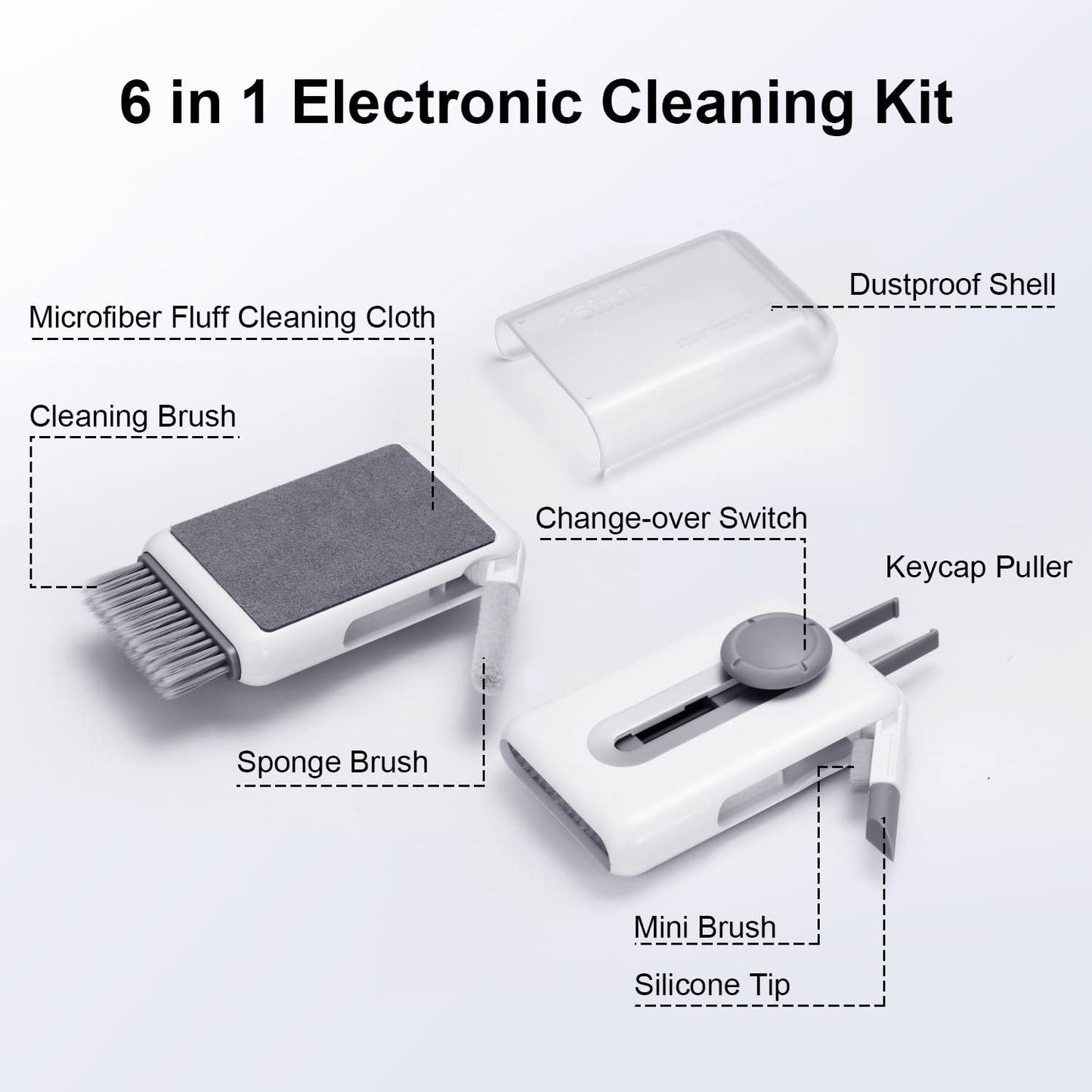 VIVIYA Electronics Cleaning Kit, All in 1 Airpods and Keyboard Cleaner Kit, Multifunctional Device Cleaning Tool for Phone, Earbud, Laptop and Tablet (White)  VIVIYA   