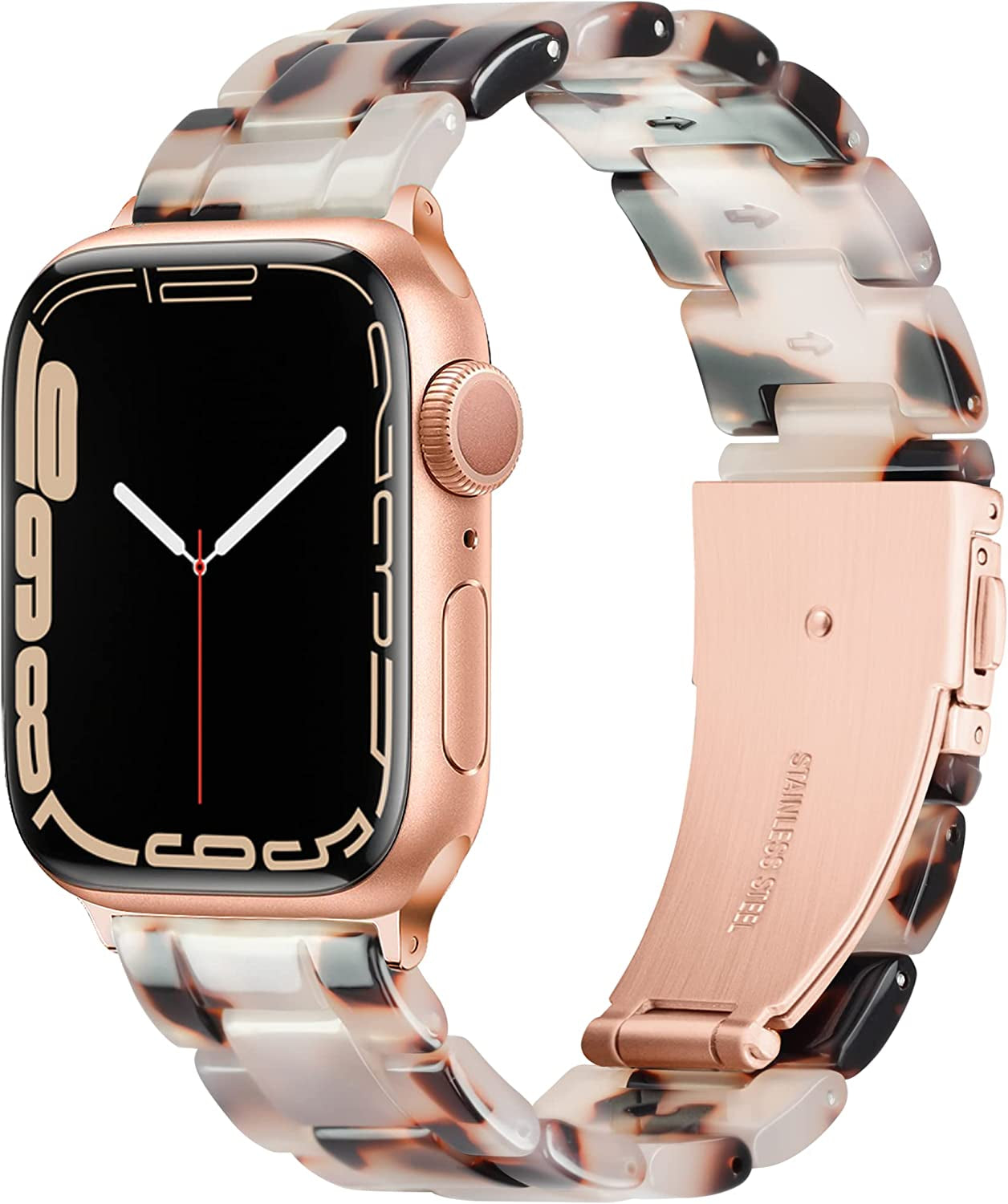 Vamyzji Compatible with Apple Watch Band 41Mm 40Mm 38Mm or 49Mm 45Mm 44Mm 42Mm, Light Waterproof Easy Adjustable Resin Replacement Iwatch Band for Apple Watch Ultra Series 8 Series 7 6 SE 5 4 3 2 1  Vamyzji A-Tortoise flower for Rose Gold 41mm/40mm/38mm 
