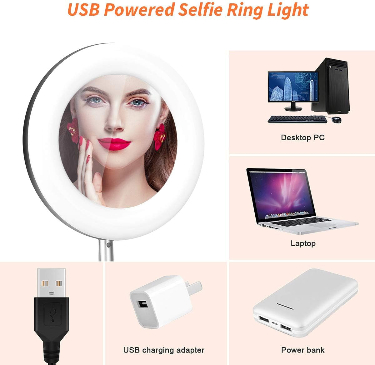 Portable Multi-Functional 6.3" Dimmable LED Selfie Continuous Video Halo Ring Light Zoom Live Stream Phone Holder Stand with Makeup Vanity Mirror Foldable Online Meeting Table Lamp (Pink)  Regal Signature   