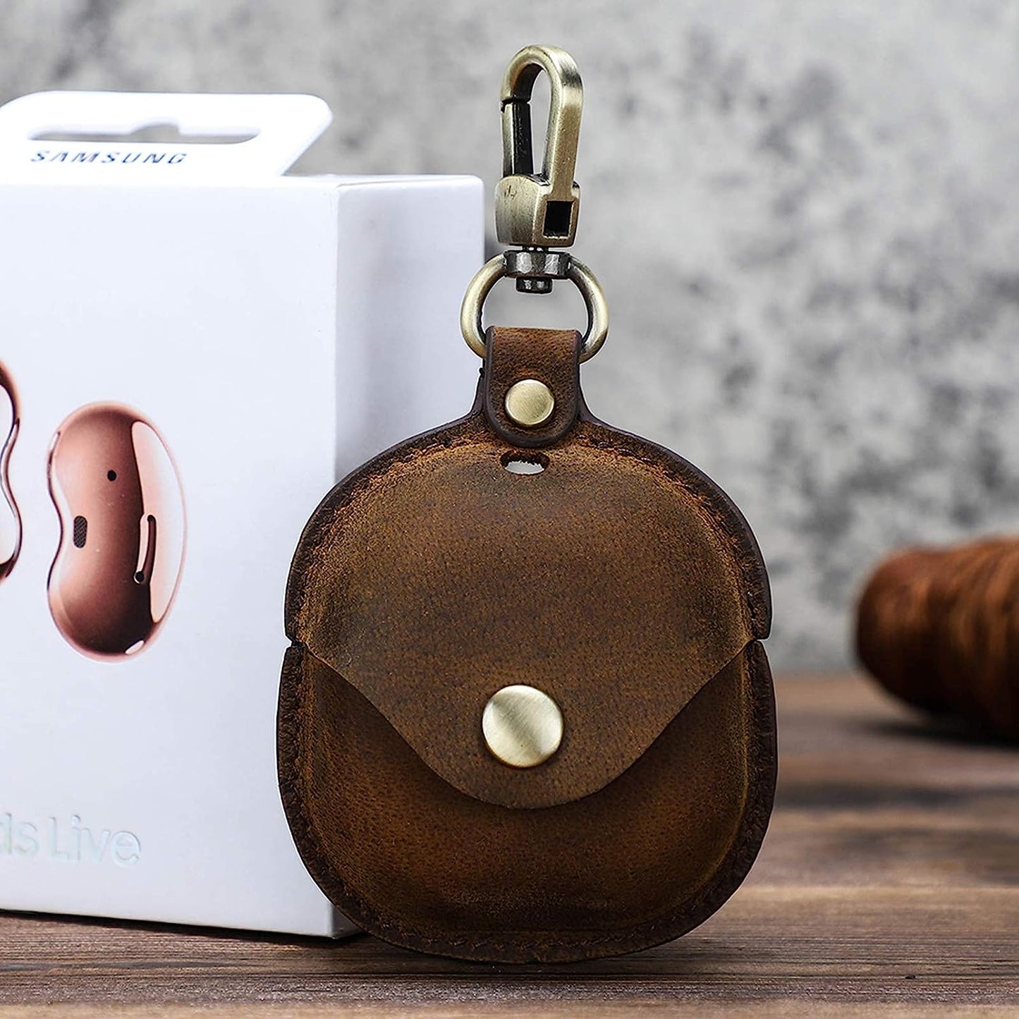 Kryfa Leather Case Compatible with Samsung Galaxy Buds 2 / Galaxy Buds Pro 2021, Galaxy Buds Live Protective Case with Keychain, Galaxy Earbuds Case Cover (Coffee)  ilmobile   