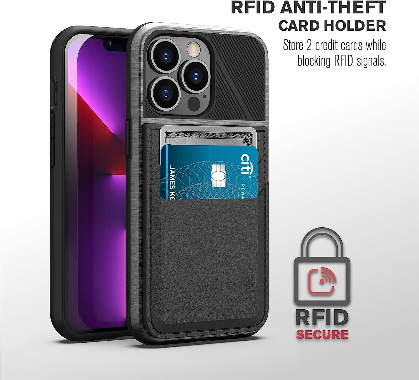 VENA Legacy Card Holder Wallet Case Compatible with Apple Iphone 13 Pro Max (6.7"-Inch), (Compatible with Magsafe, RFID Anti-Theft) Slim Profile Card Slot Cover with Kickstand - Space Gray  Vena   