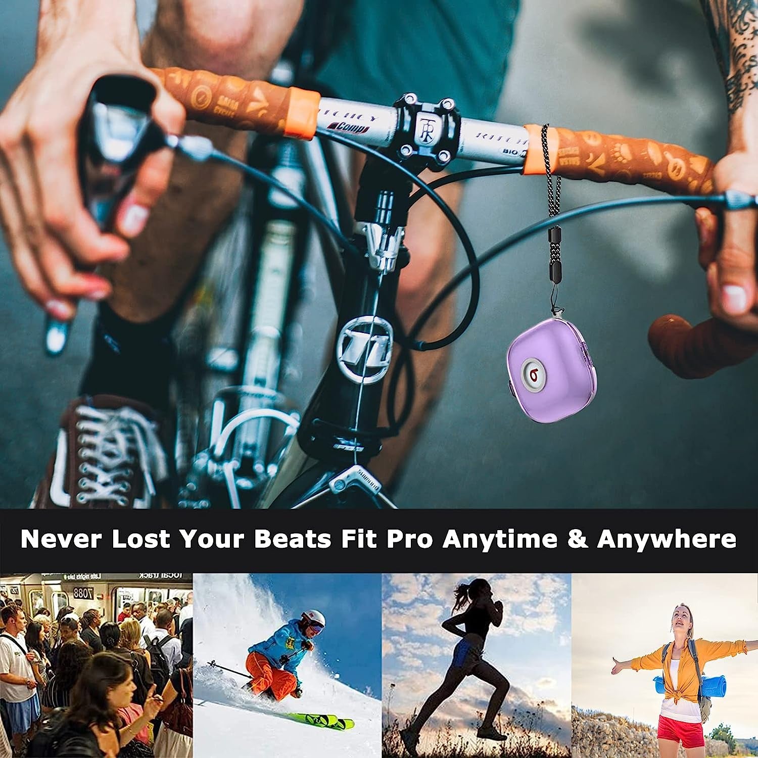 NINKI Compatible Beats Fit Pro Case Silicone Clear Purple,Cute Heavy Duty Soft Silicone TPU Full Protective Case for Beats Fit Pro Case with Lanyard,Beats Pro Fit Case Cover with Keychain for Women  NINKI   