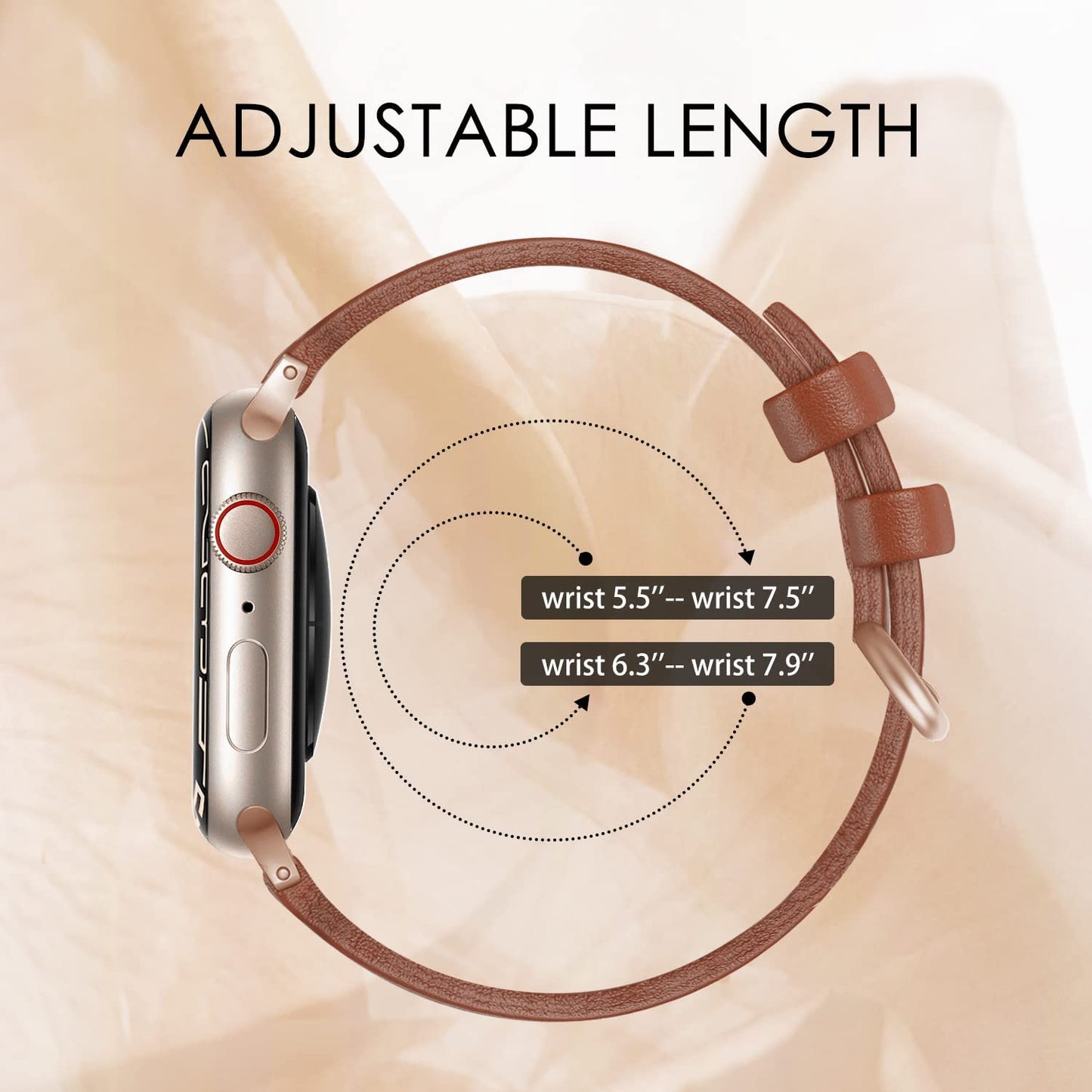 SWEES Leather Band Compatible for Apple Watch 38Mm 40Mm 41Mm, Slim Thin Dressy Elegant Genuine Leather Strap Compatible for Iwatch Series 8, 7, 6, 5, 4, 3, 2, 1, SE, Sport & Edition Women, Brown  SWEES   