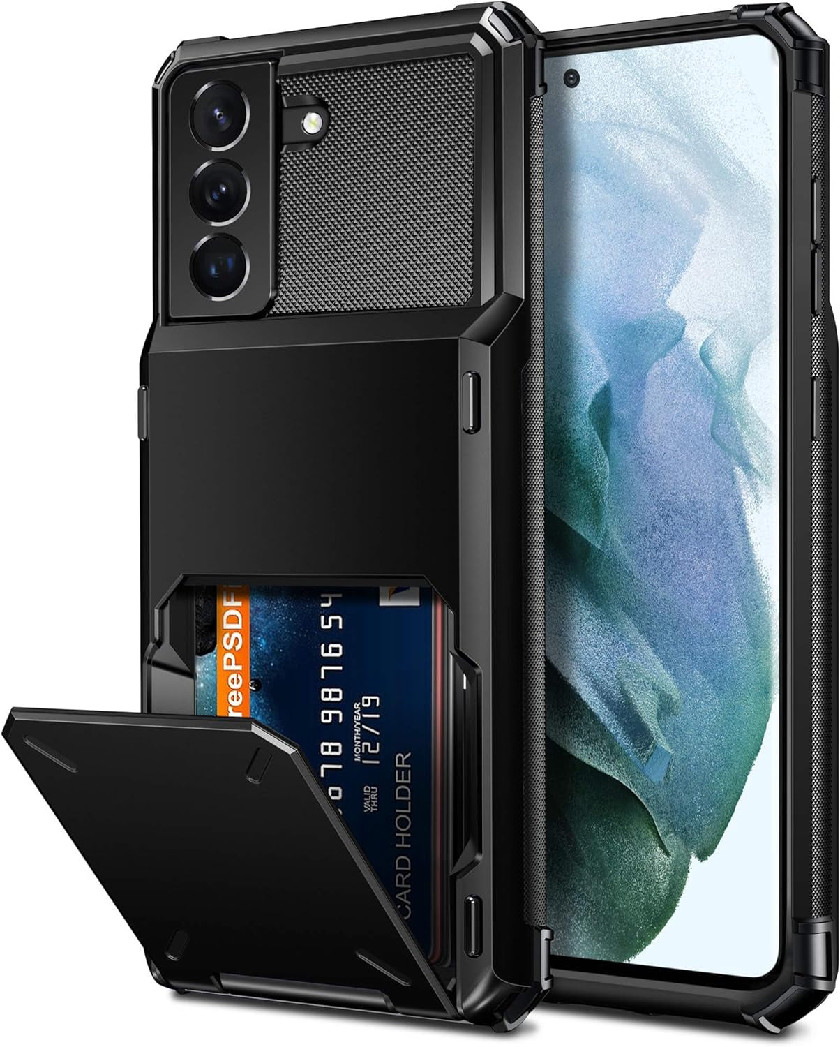 Vofolen for Galaxy S21 plus Case Wallet Credit Card Holder 4-Card Flip Cover ID Slot Back Hidden Pocket Dual Layer Protective Hybrid Hard Shell Bumper Armor Case for Samsung S21+ S21 plus 6.7 Purple  Vofolen Black  