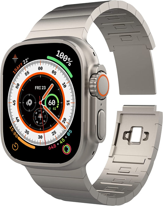 ICONIT Titanium Apple Watch Ultra Metal Band | Magnetic Clasp | Ultra Color Match, Metal Watch Strap with Magnetic Closure | Titanium Finish | Adjustable Size with EZ Link Removal System | for Iwatch Bands Compatible with Sizes 49Mm, 45Mm, 44Mm  ICONIT   