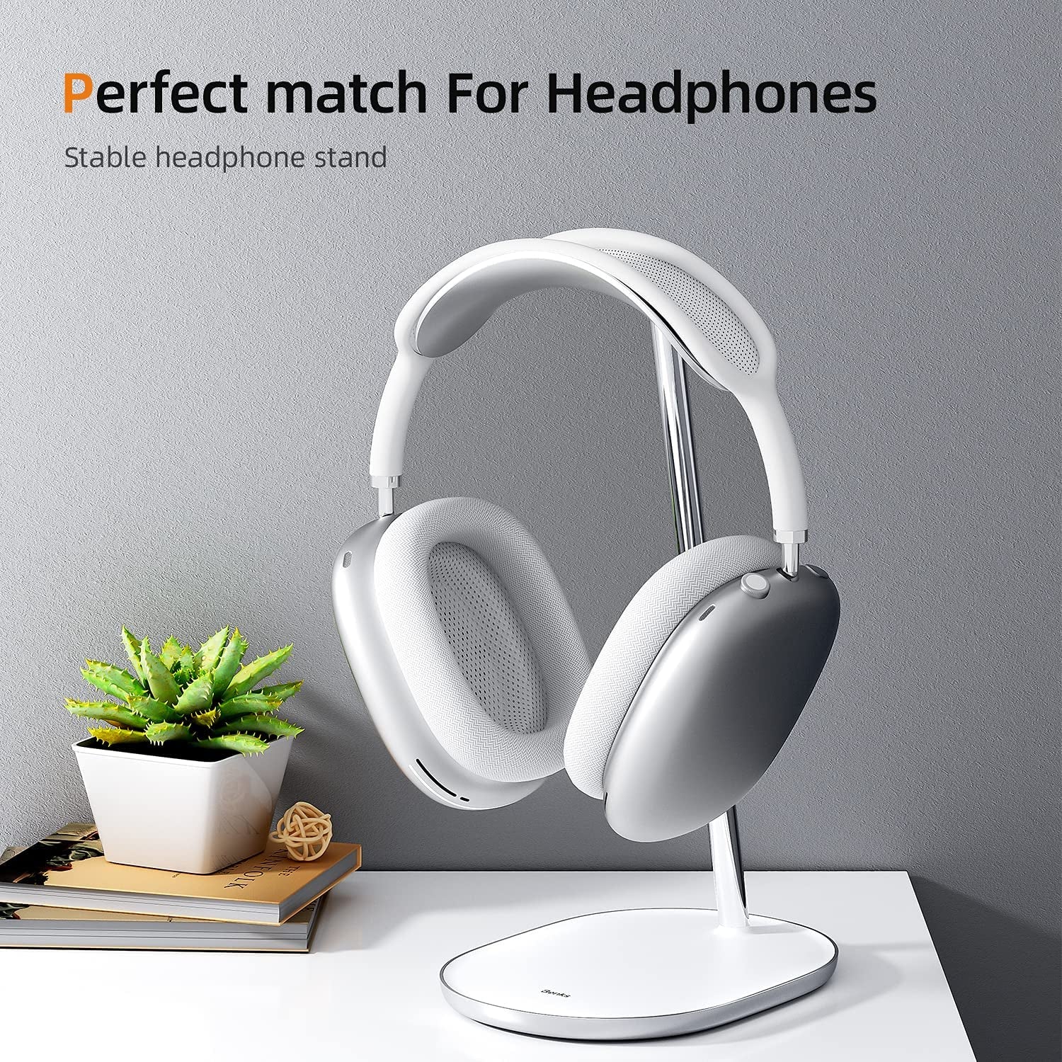 BENKS Desktop Headphone Stand Universal Headset Holder Hanger Mount Aluminum with Protective Silicone Pad, Gaming Headset Accessories, Compatible with Airpods Max, Beats, Bose, Sony and so on (White)  BENKS   