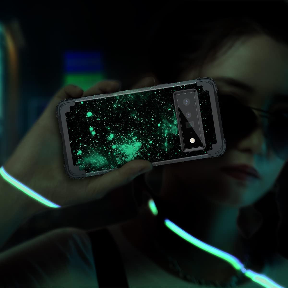 Miqala Compatible with Google Pixel 6 Pro Case,Shiny in the Dark Three Layer Heavy Duty Shockproof Hard Plastic Bumper +Soft Silicone Rubber Protective Case for Google Pixel 6 Pro,Blue Sky  Miqala   