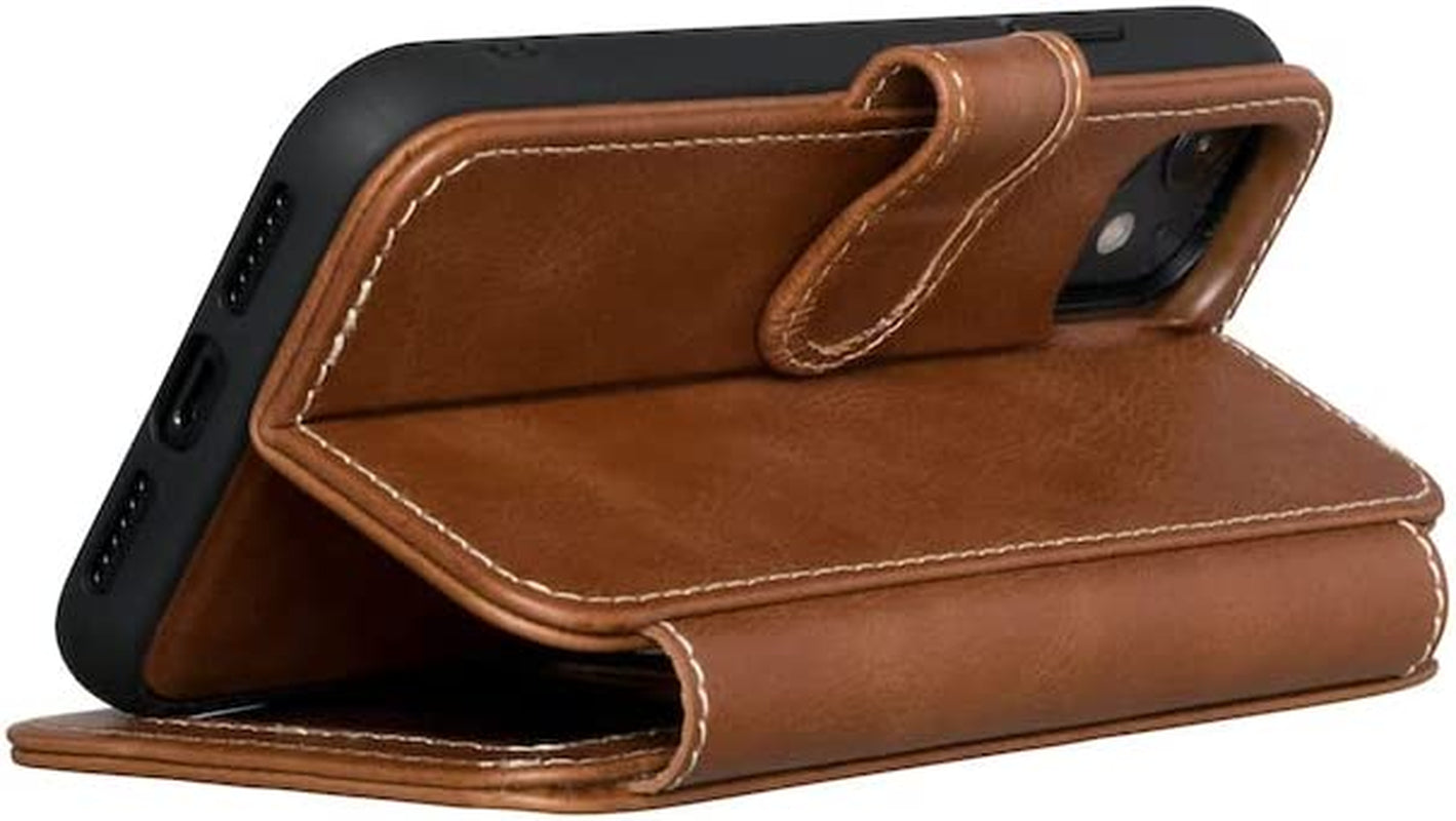 Wilken Iphone 14 Pro Max Leather Wallet Case with Detachable Magnetic Phone Case | Compatible with Magsafe and All Wireless Charging Accessories | Leather Magnetic Wallet Case (14 Pro Max, Brown)  W WILKEN   