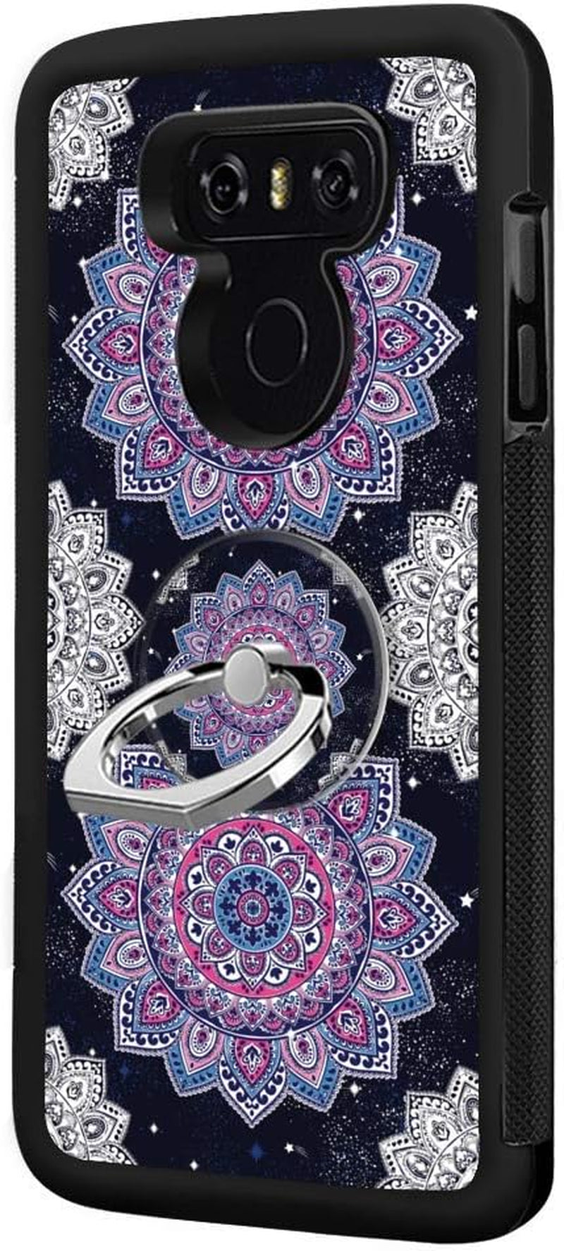 Designed for LG G6 Case,Silicone Slim Shockproof Phone Case with Metal Finger Ring Clasp Suitable for Men and Women, Mandala  YQCi   