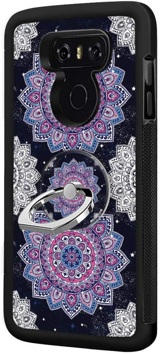 Designed for LG G6 Case,Silicone Slim Shockproof Phone Case with Metal Finger Ring Clasp Suitable for Men and Women, Mandala  YQCi   