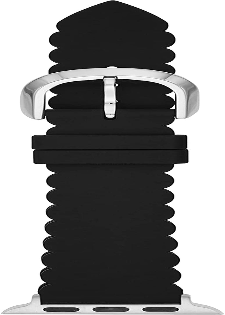 Kate Spade New York Silicone Band for 38/40Mm Apple Watch Series 1-7, Color: Black Scallop, Silver (Model: KSS0018)  kate spade new york MFG   