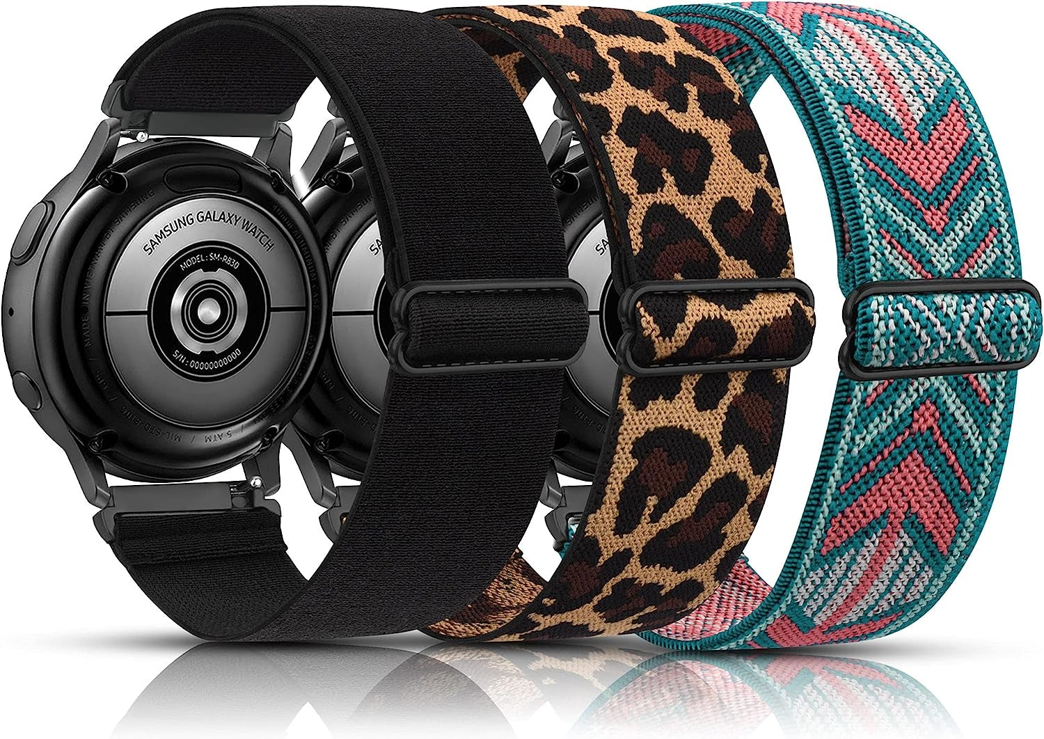 3 Pack Elastic Bands Compatible with Samsung Galaxy Watch 4 44Mm 40Mm, Samsung Galaxy Watch 4 Classic 46Mm 42Mm, 20Mm Adjustable Elastic Nylon Sport Stretchy Wristband for Women Men  Meliya   