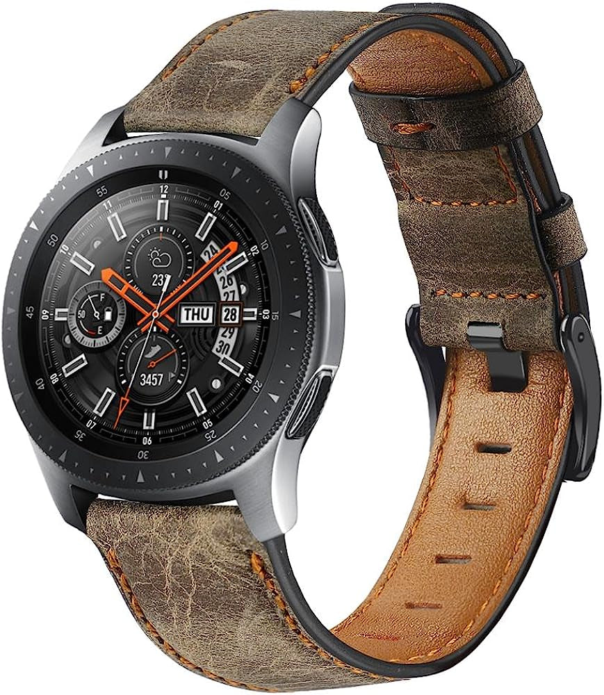 Compatible with Samsung Galaxy Watch 46Mm, 22Mm Genuine Leather Band for Samsung Gear S3 Frontier/Huawei Watch GT 2 46Mm, Leather Strap Replacement for Men Women  EIHAIHIS   