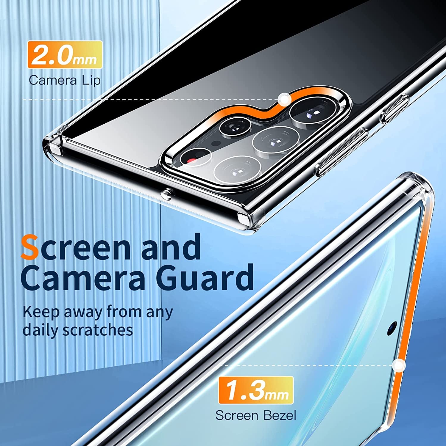 Meifigno Crystal Clear Case for Galaxy S22 Ultra - 6.8 Inch, 20X Anti-Yellow, Military-Grade Protection, Soft Bumper, Natural Series  Meifigno   