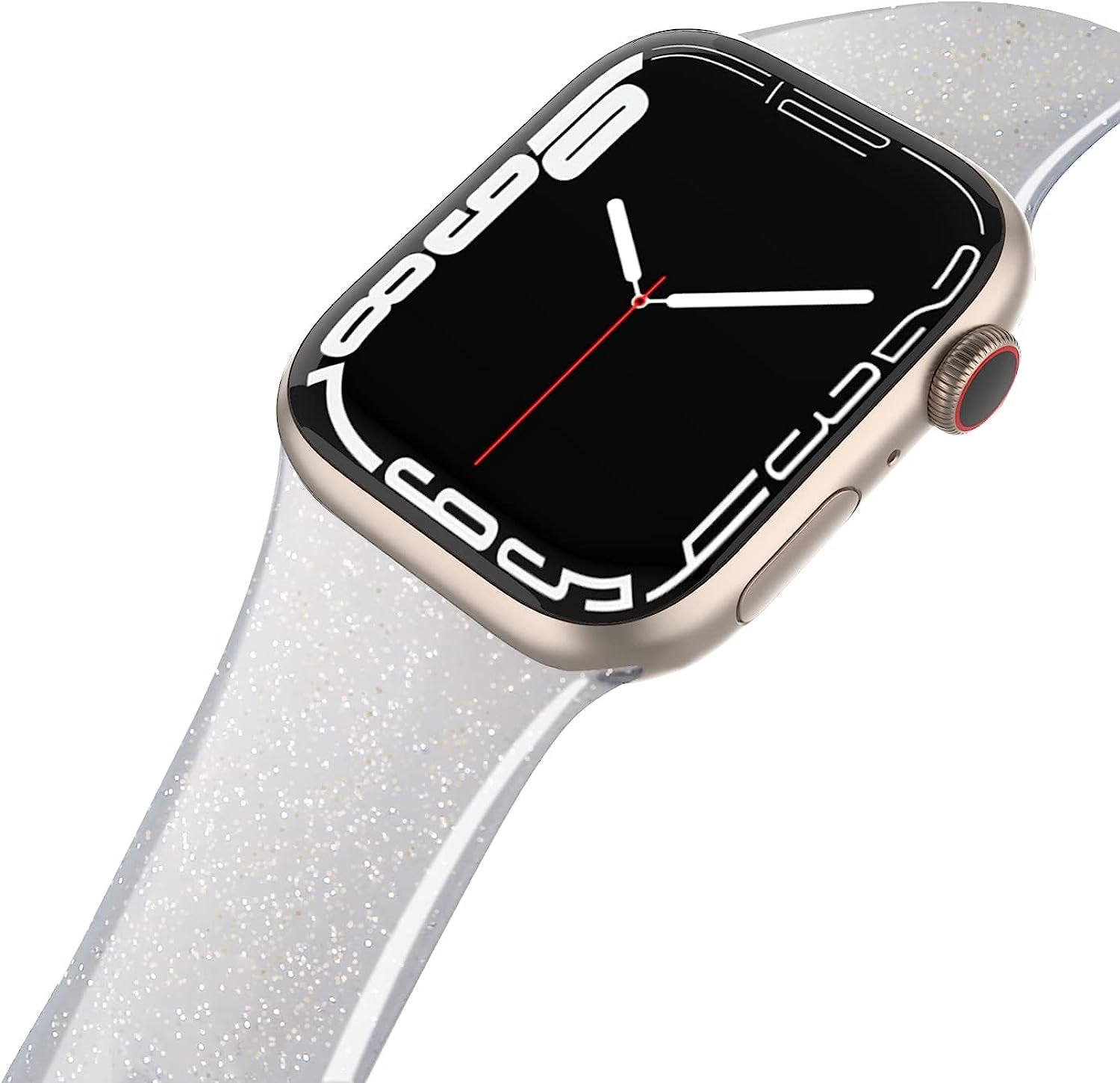 EDIMENS Sport Band Compatible with Apple Watch Bands 41Mm 38Mm 40Mm, Shiny Bling Glitter Silicone Soft Thin Small Replacement Band Compatible for Iwatch Series 8 7 6 5 4 3 2 1 SE Sport Edition Women  EDIMENS Glistening Light Black 5.5" - 6.9" 