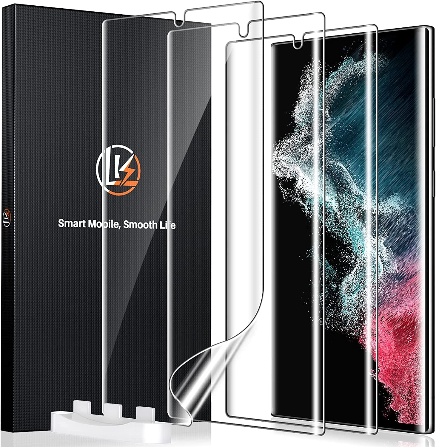 LK [3 Pack for Samsung Galaxy S22 Ultra Screen Protector [Not Glass] [Support Fingerprint Unlock] Bubble Free, with Easy Installation Tool, 3D Curved Max Coverage for S22 Ultra 6.8-Inch  LK   