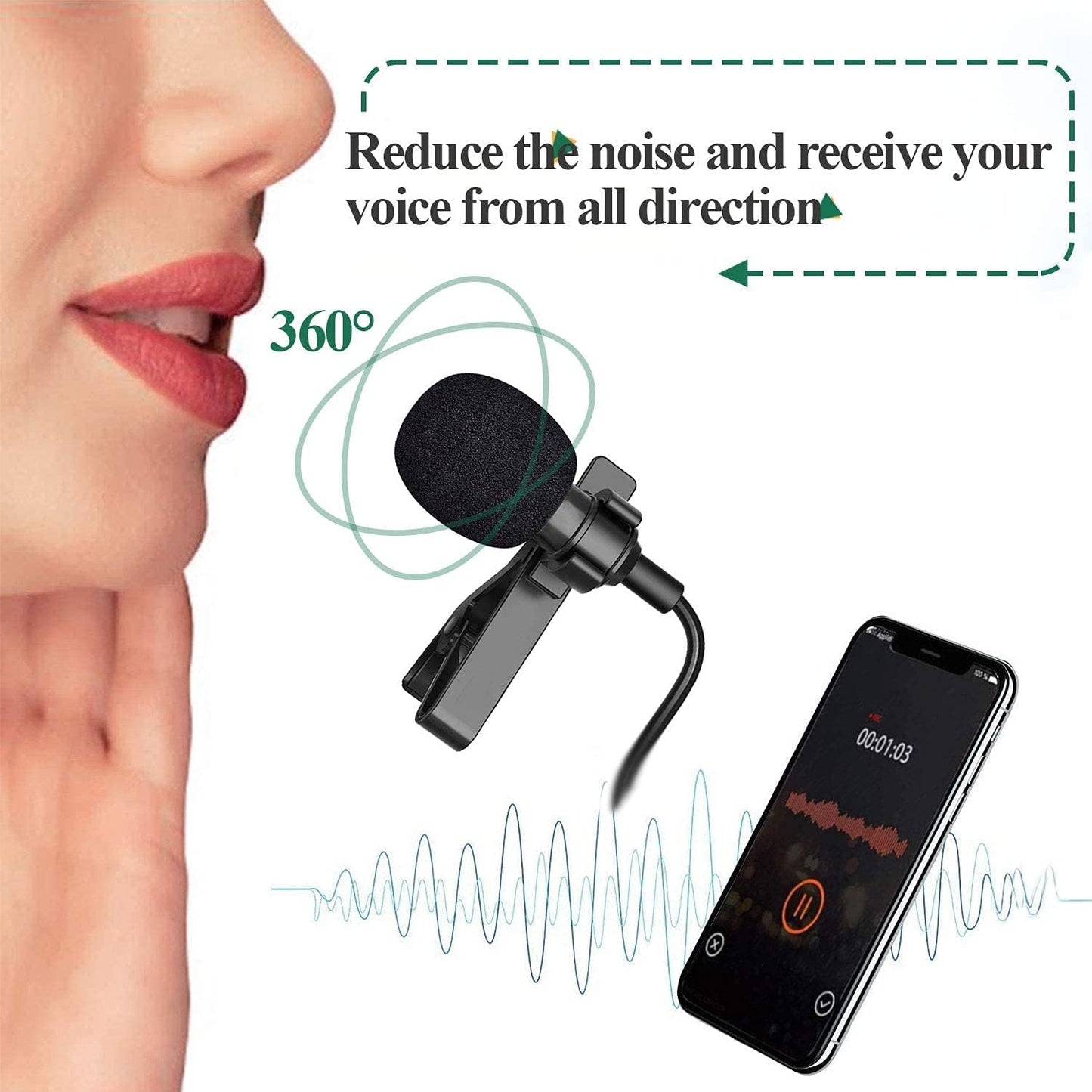 MOVOYEE Mini Microphone for Iphone Microphone for Video Recording Youtube Vlogging Phone Ipad Interview Podcast, External Tiny Lavalier Microphone Noise Cancelling Lapel Microphone Clip,Small Lav Mic  MOVOYEE   