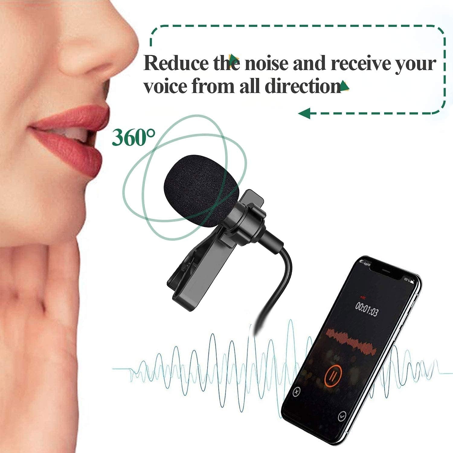 MOVOYEE Mini Microphone for Iphone Microphone for Video Recording Youtube Vlogging Phone Ipad Interview Podcast, External Tiny Lavalier Microphone Noise Cancelling Lapel Microphone Clip,Small Lav Mic  MOVOYEE   