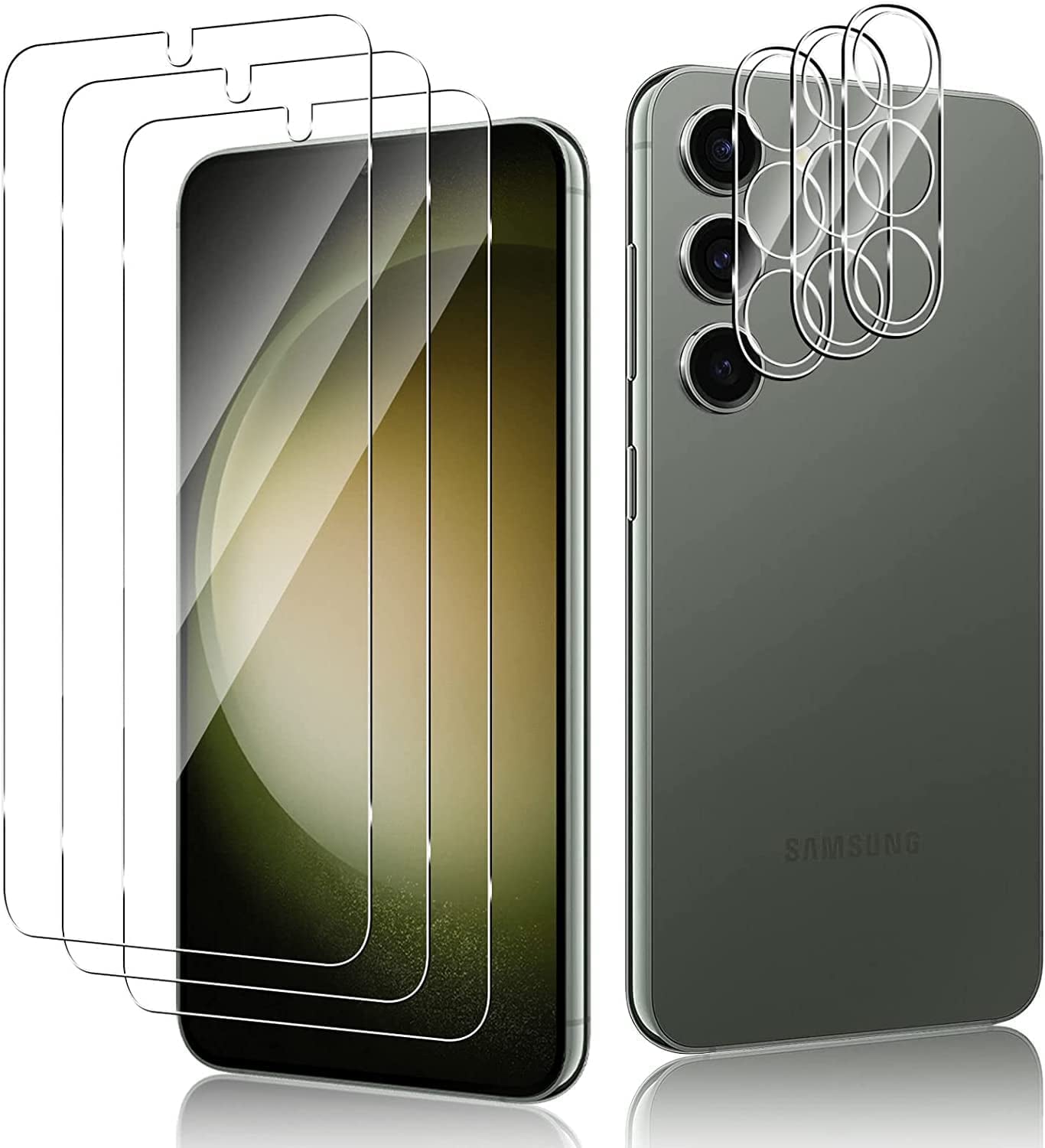 Yoyamo 【3+3 Pack Screen Protector for Samsung Galaxy S23 Plus/S23+ with 3 Pack Tempered Glass Screen Protective Film and 3 Pack Camera Lens Protector-Bubble Free High Definition  Yoyamo   