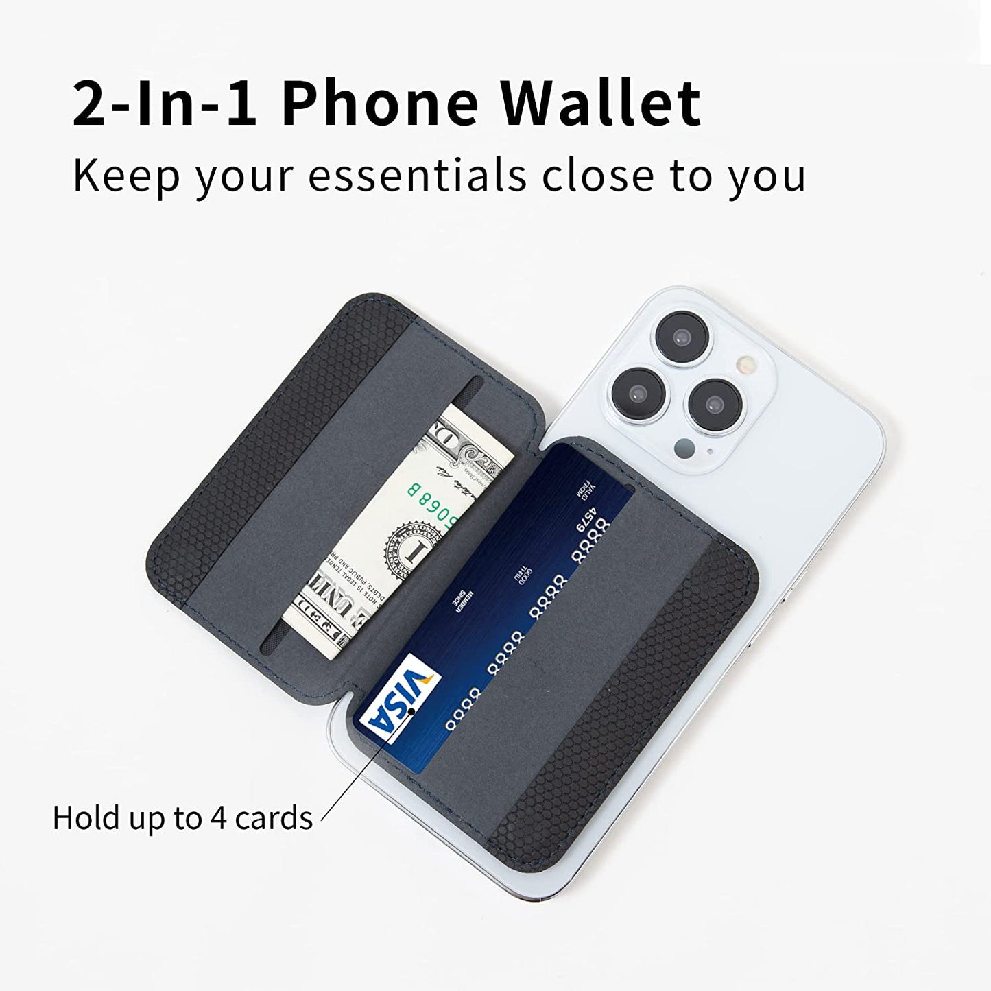 Ergomi Magsafe Hercules Flip Wallet Stand for Iphone 14/13/12 Series, Ultra Slim 2 In-1 Magnetic Phone Stand 2+ Card Holder & Finger Grip, Detachable & Adjustable W/Portrait/Landscape Viewing(Blue)  ergomi   