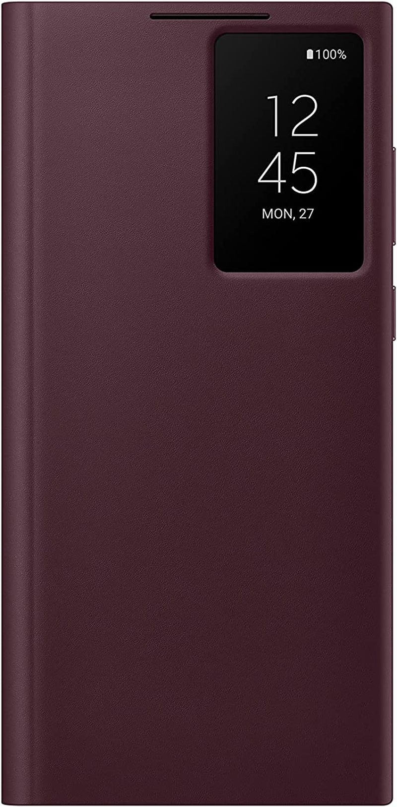 Samsung Electronics Galaxy S22 Ultra Clear Standing Cover, Protective Phone Case, Corner TPU Bumpers, PC Back Protection, Adjustable Viewing Angle, US Version, Transparent, (EF-JS908CTEGUS)  Samsung Burgundy S-View Flip Solid