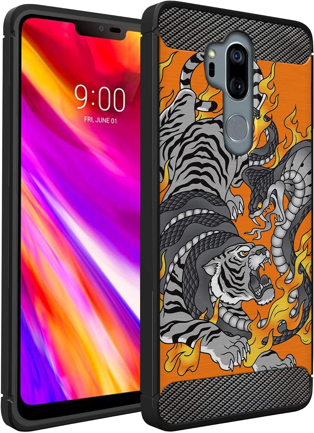 Casesondeck Case Compatible with [LG G7 / LG G7 Thinq] Pictorial Patterned TPU Design Case Flexible Slim and Elegant (Cobra Tiger)  CasesonDeck   